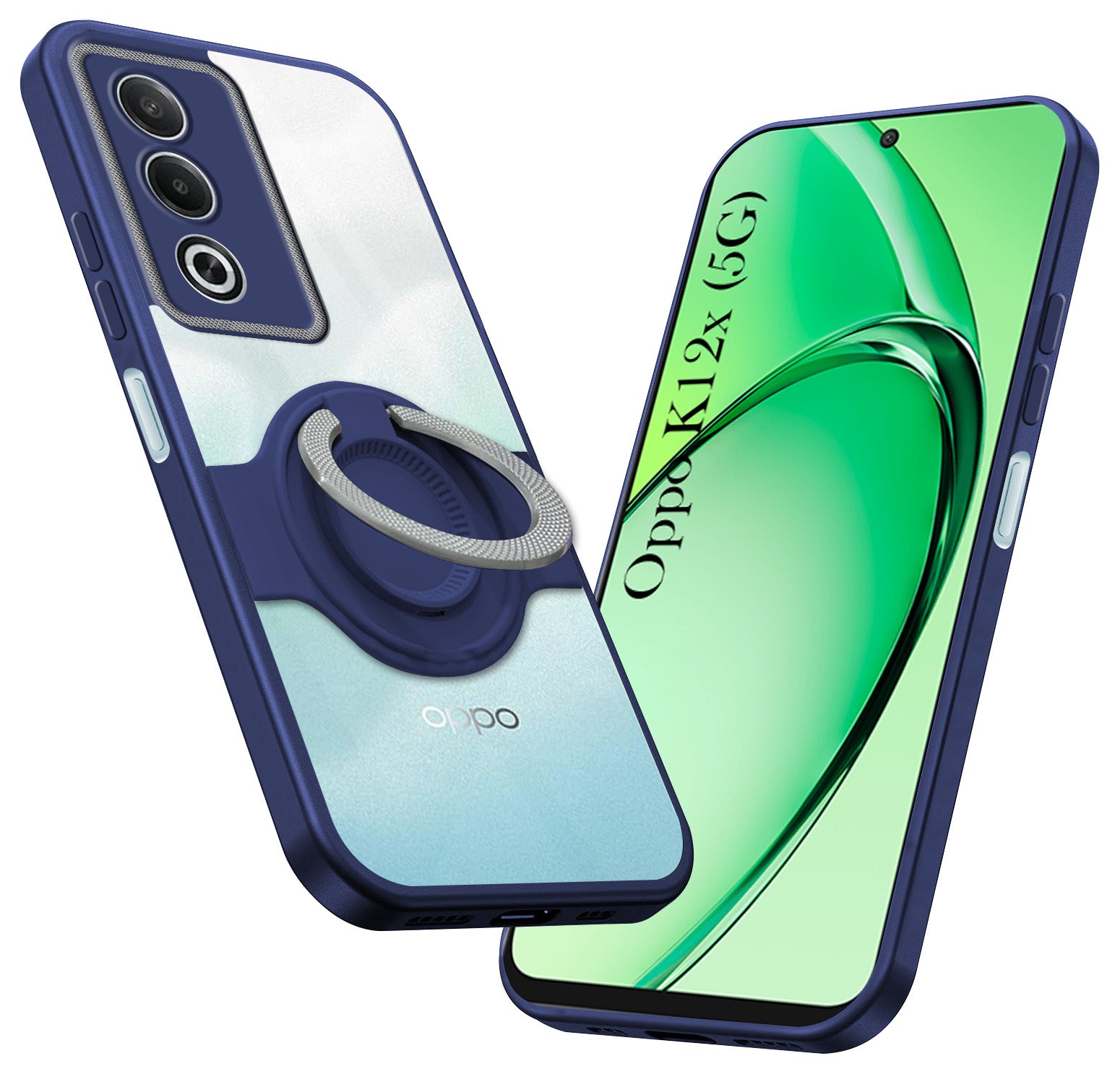For Oppo K12x 5G Back Cover Case with stand (Built-in Ring Holder Kickstand | Lifetime Anti Yellow | Camera Protection)