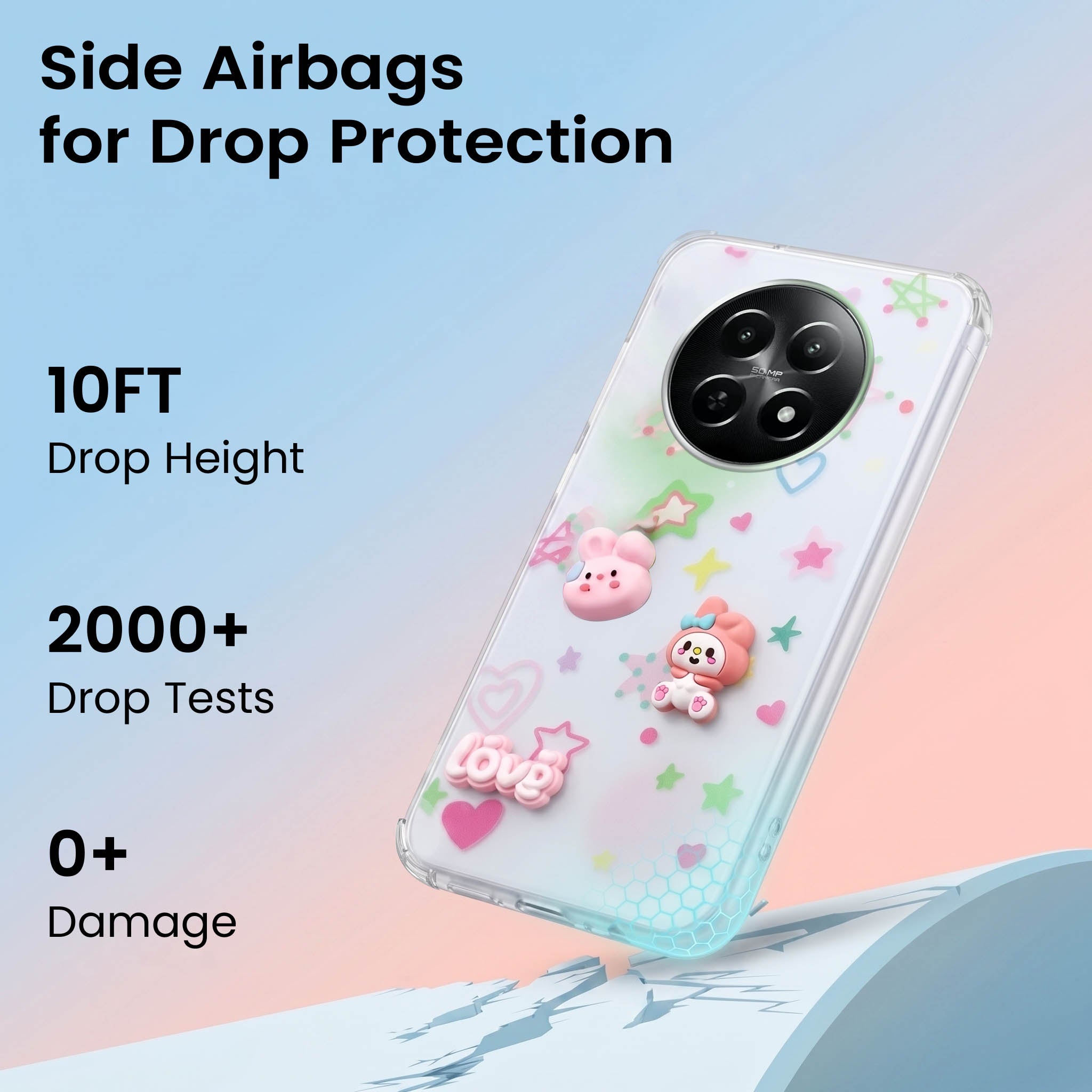 For Realme Narzo N65 5G Back Cover Case (3D Cute Cartoons | Hard Back Side Soft | Matte Premium Finish | HD Printing)