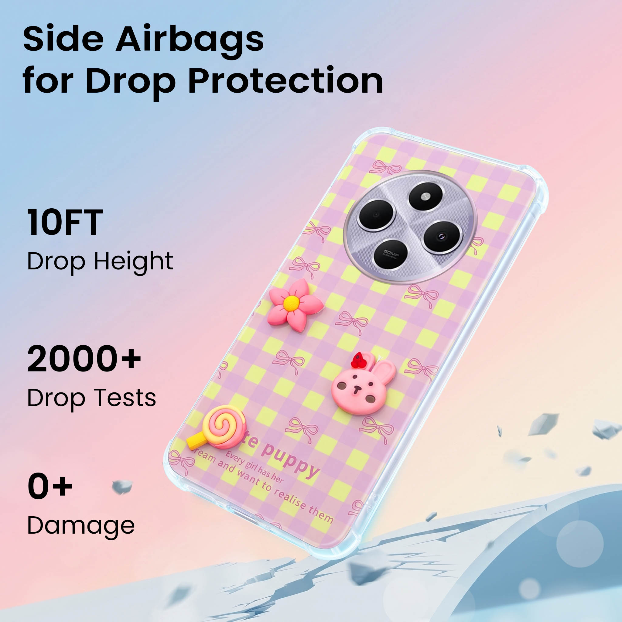 For Redmi A4 5G | Xiaomi Redmi 14C Back Cover Case (3D Cute Cartoons | Hard Back Side Soft | Matte Premium Finish | HD Printing)
