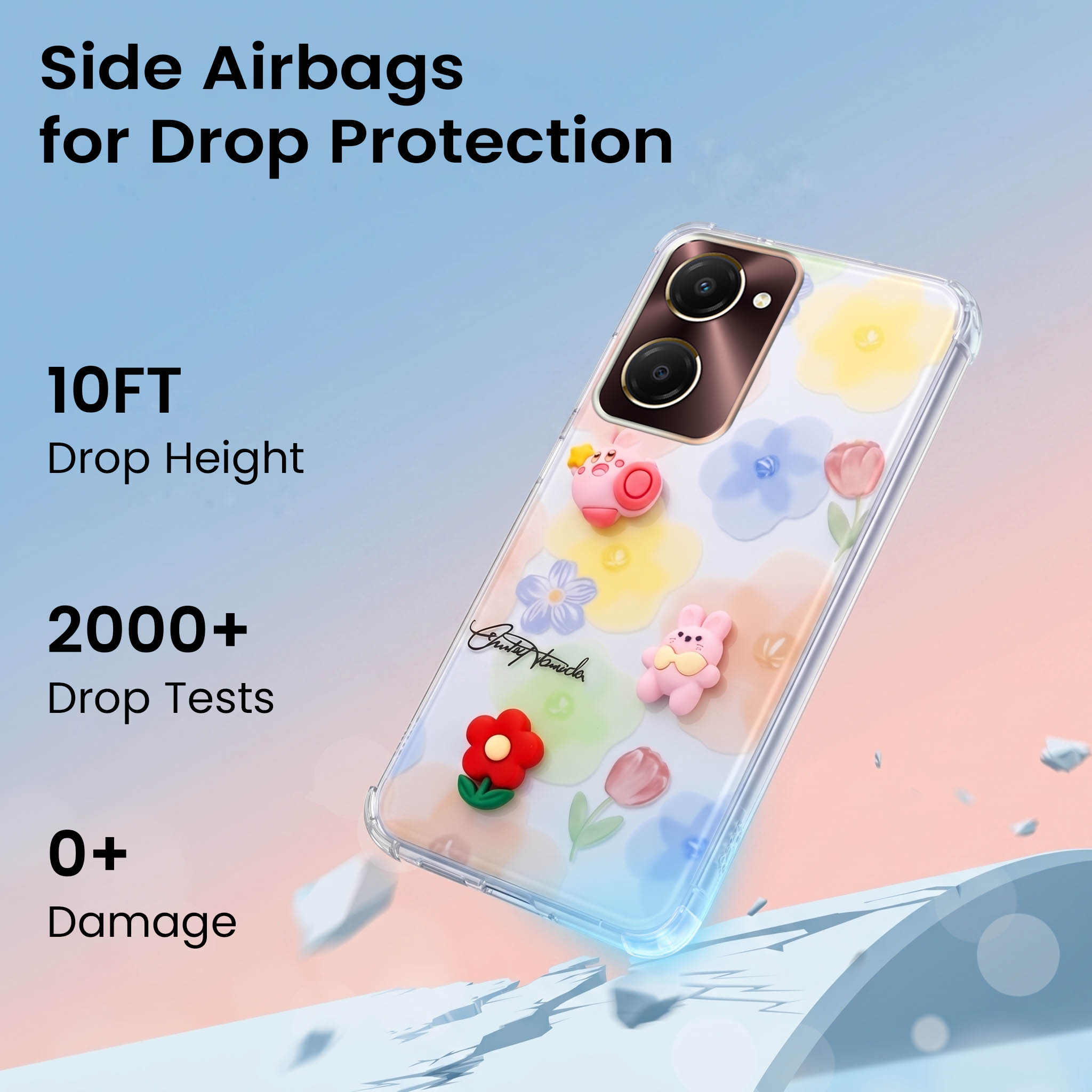 For Vivo iQOO Z9 Lite 5G Back Cover Case (3D Cute Cartoons | Hard Back Side Soft | Matte Premium Finish | HD Printing)