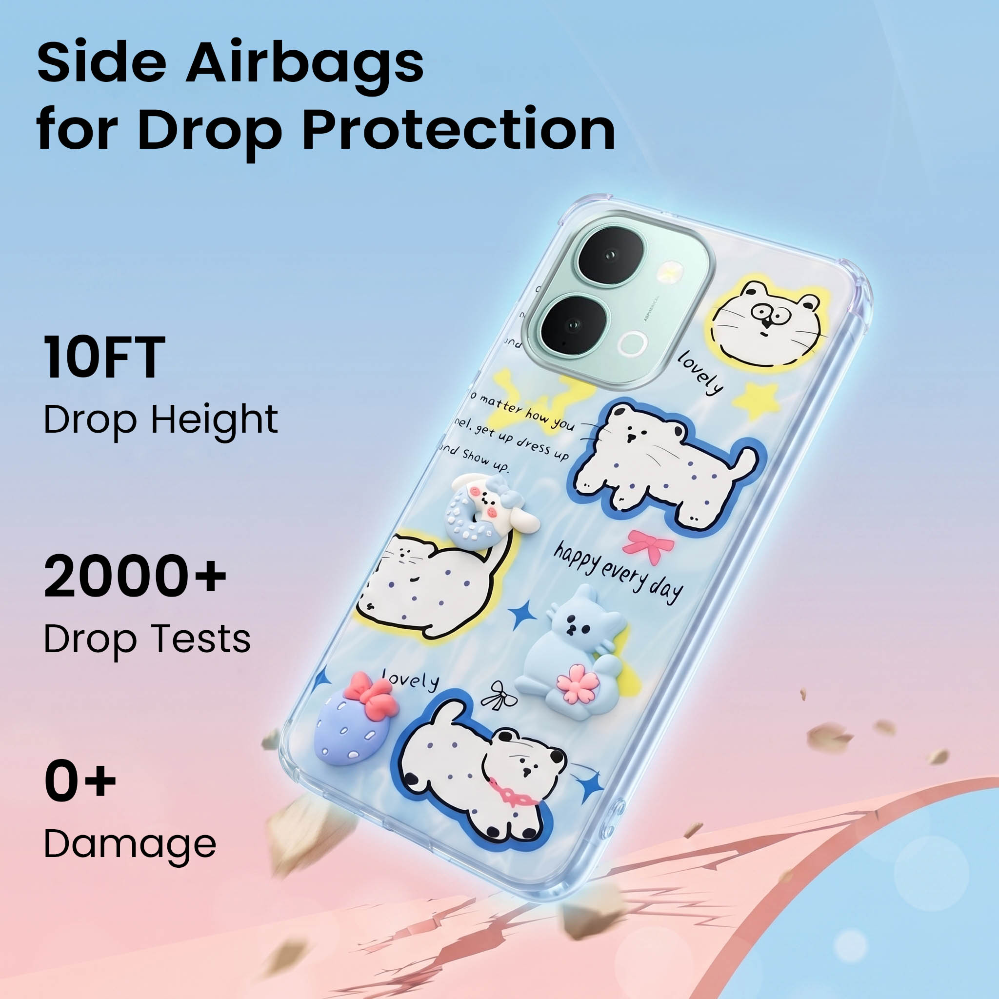 For Vivo iQOO Z11x 5G Back Cover Case (3D Cute Cartoons | Hard Back Side Soft | Matte Premium Finish | HD Printing)