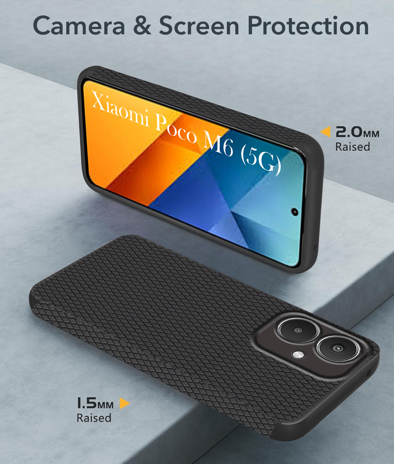 For Poco M6 5G Back Cover Case (Liquid Silicone | Side Grip | Camera Protection)