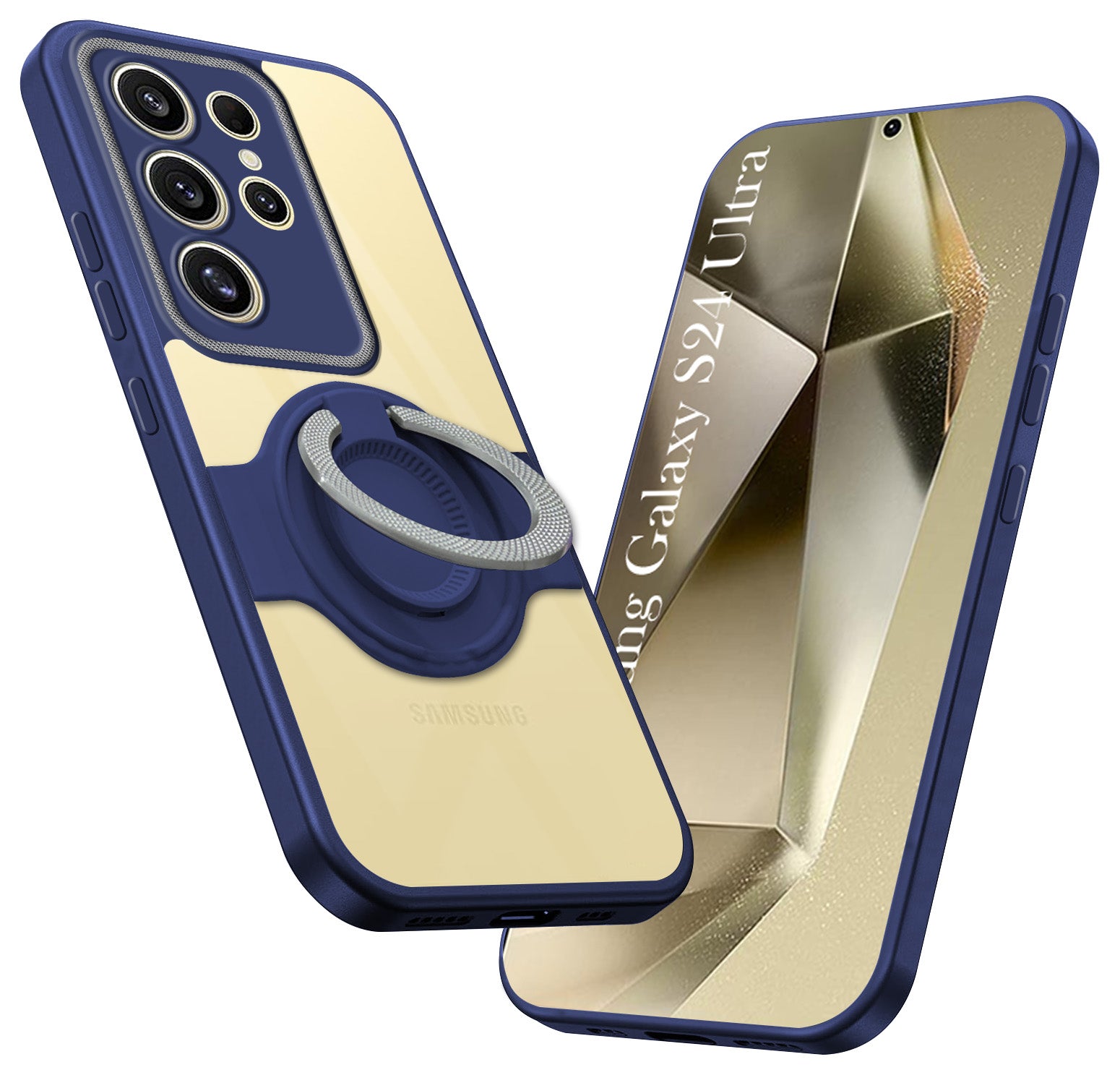 For Samsung Galaxy S24 Ultra Back Cover Case with stand (Built-in Ring Holder Kickstand | Lifetime Anti Yellow | Camera Protection)