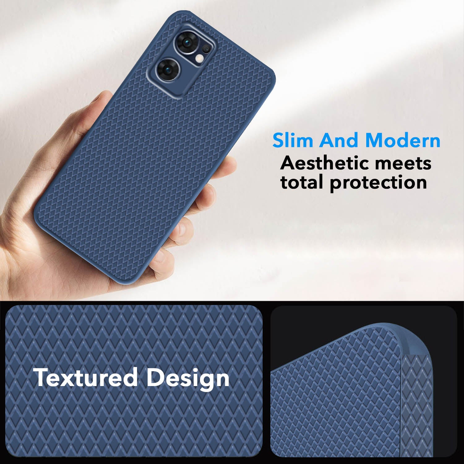 For Oppo Reno7 5G | Reno 7 5G Back Cover Case (Camera Protection | Side Grip Texture | Soft and Flexible)