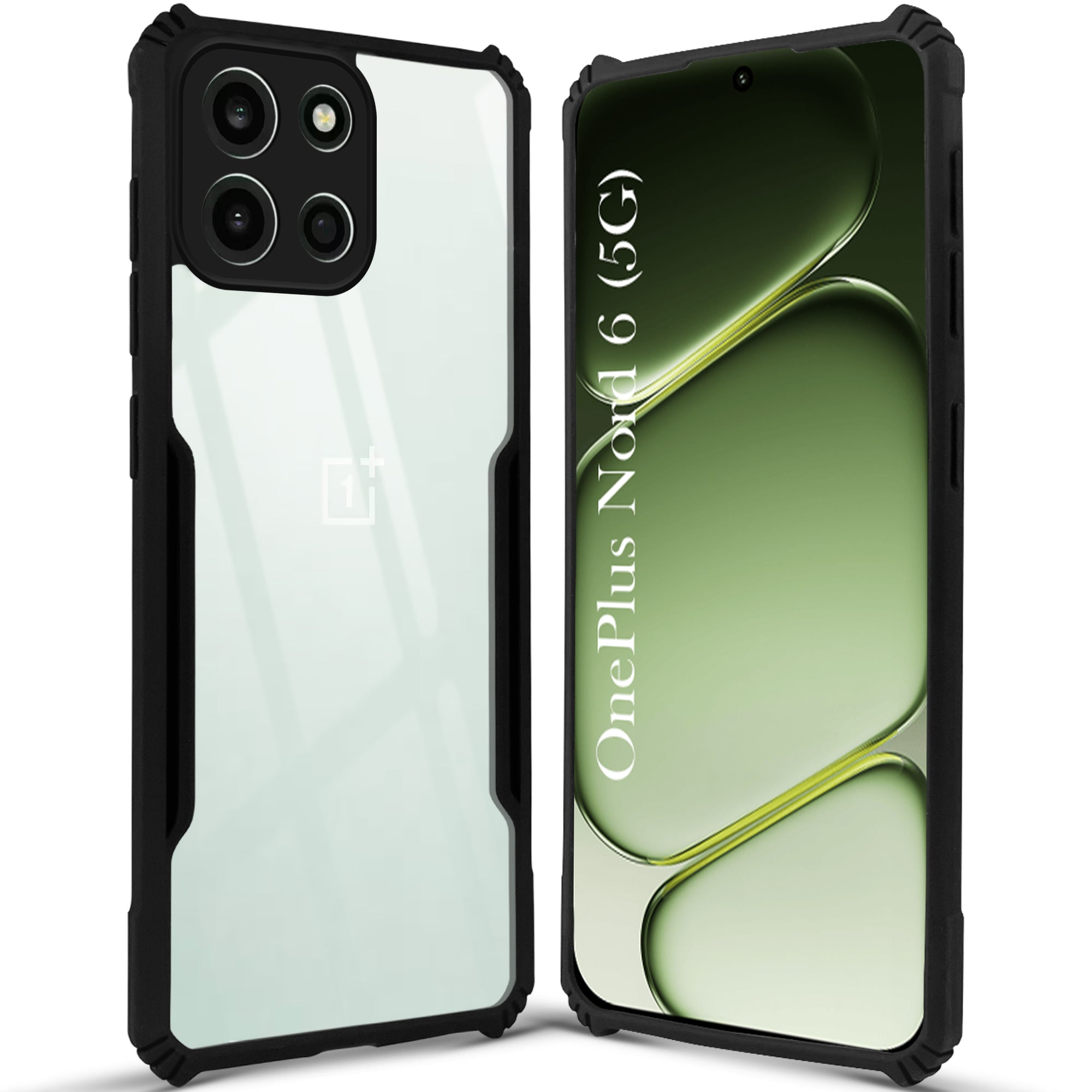 For OnePlus Nord 6 Back Cover Case Hybrid (Shockproof with Polycarbonate Clear Panel | Professional Black)