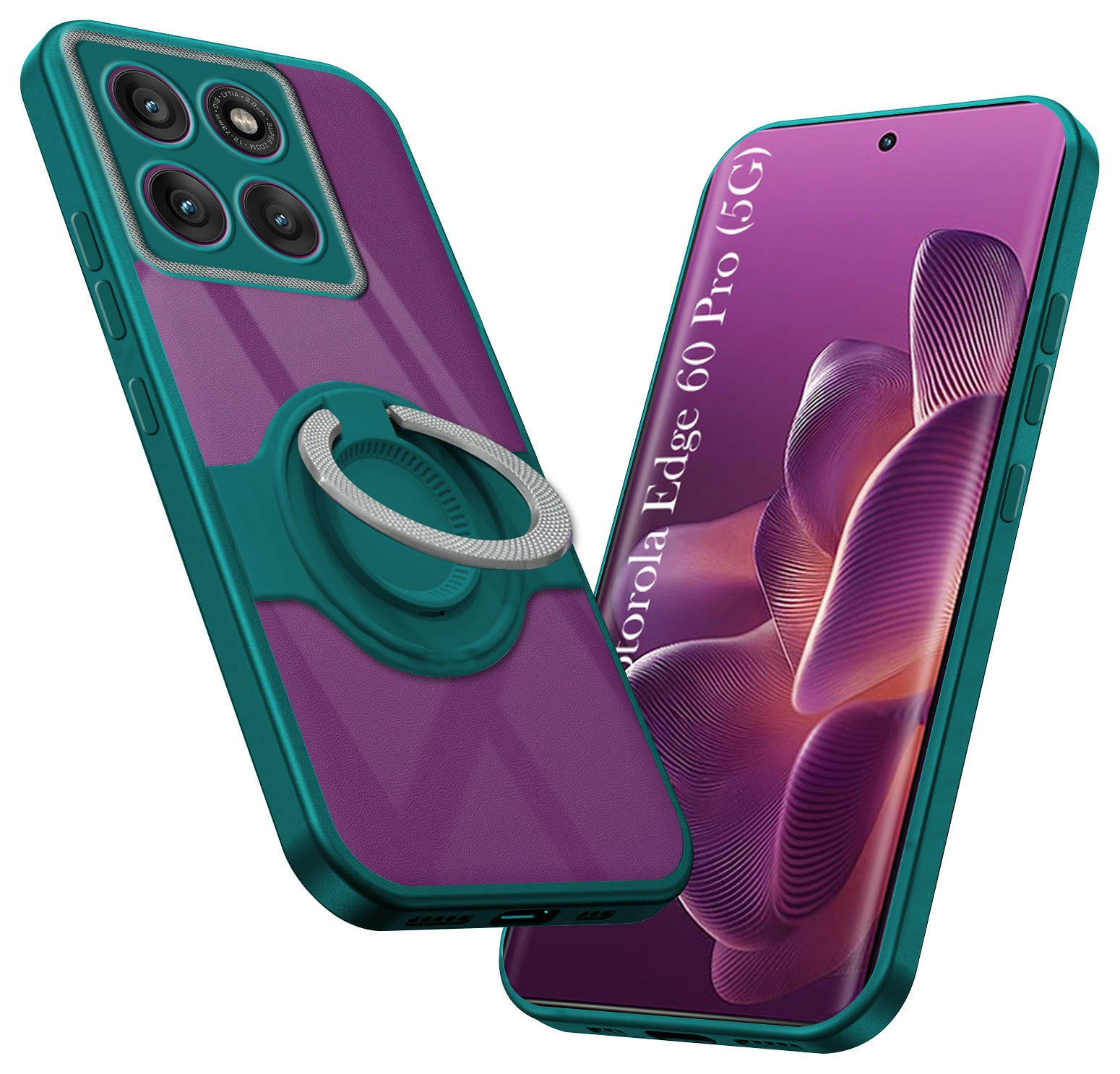 For Motorola Moto Edge 60 Pro Back Cover Case with stand (Built-in Ring Holder Kickstand | Lifetime Anti Yellow | Camera Protection)