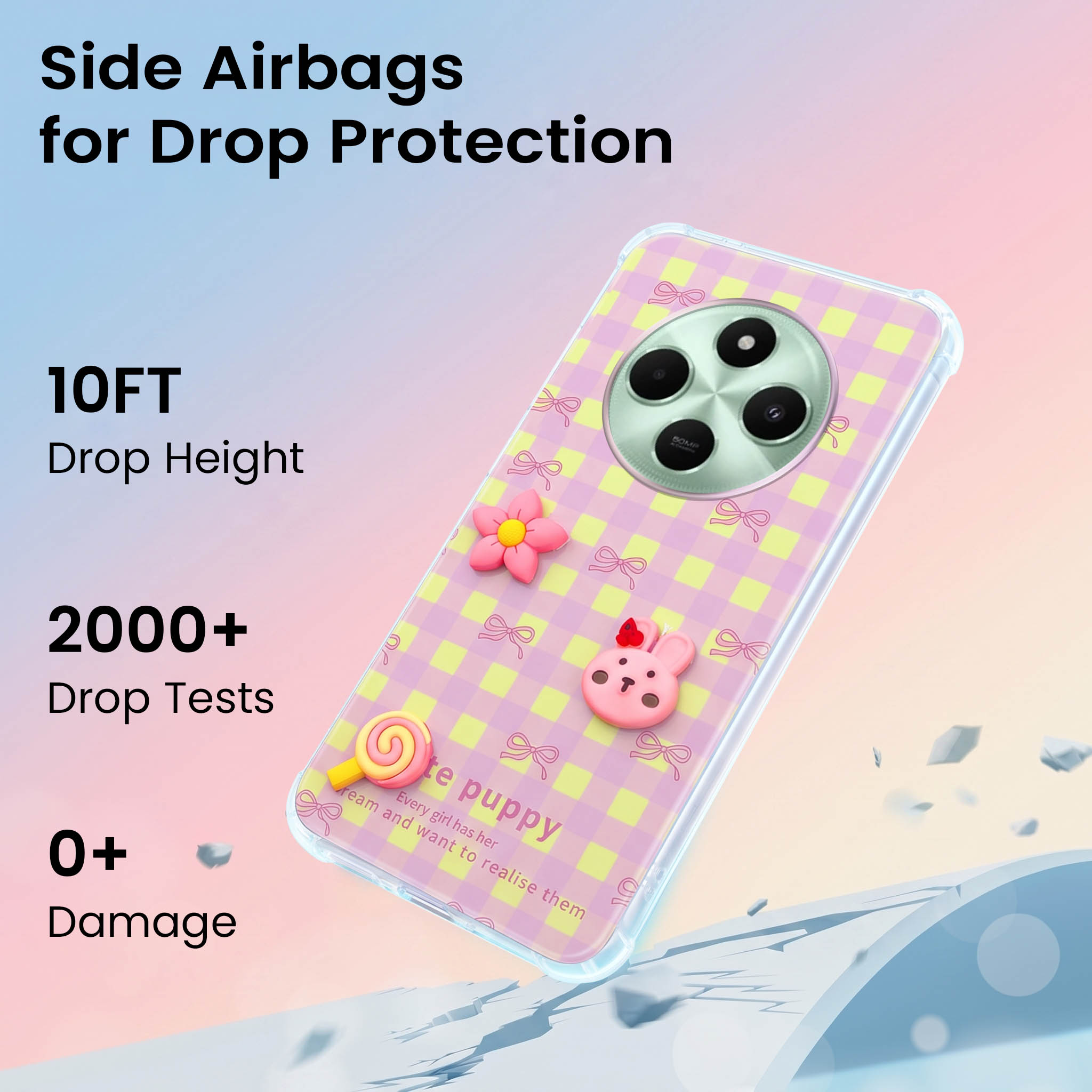 For Poco C75 | Poco M7 Back Cover Case (3D Cute Cartoons | Hard Back Side Soft | Matte Premium Finish | HD Printing)