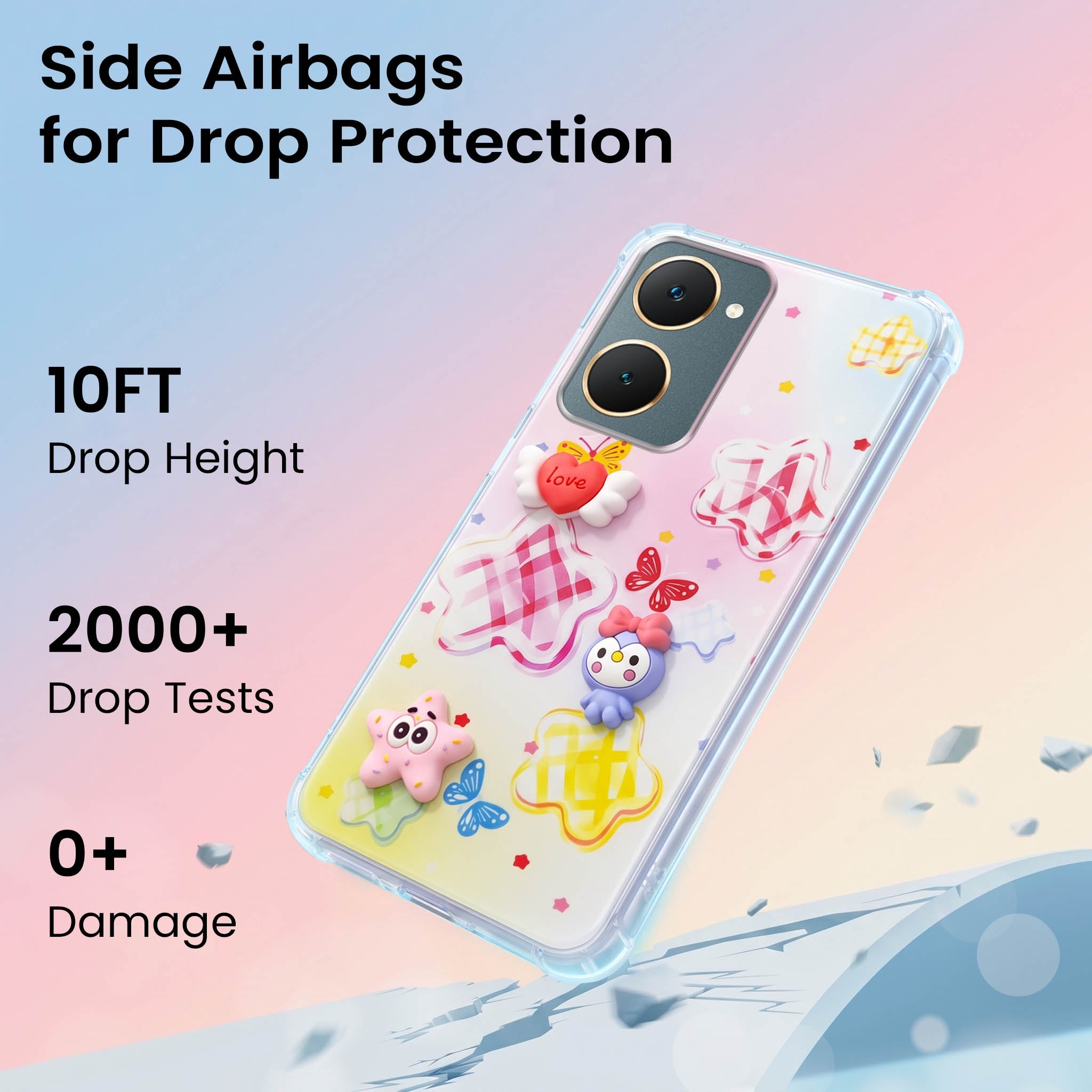For Vivo Y18 | Y18e | Y03 | Y18i | Y18t Back Cover Case (3D Cute Cartoons | Hard Back Side Soft | Matte Premium Finish | HD Printing)