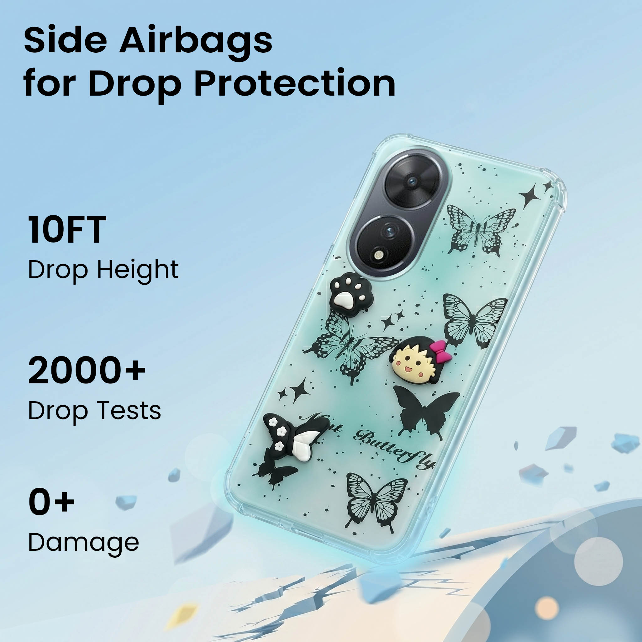 For Vivo T2 Back Cover Case (3D Cute Cartoons | Hard Back Side Soft | Matte Premium Finish | HD Printing)