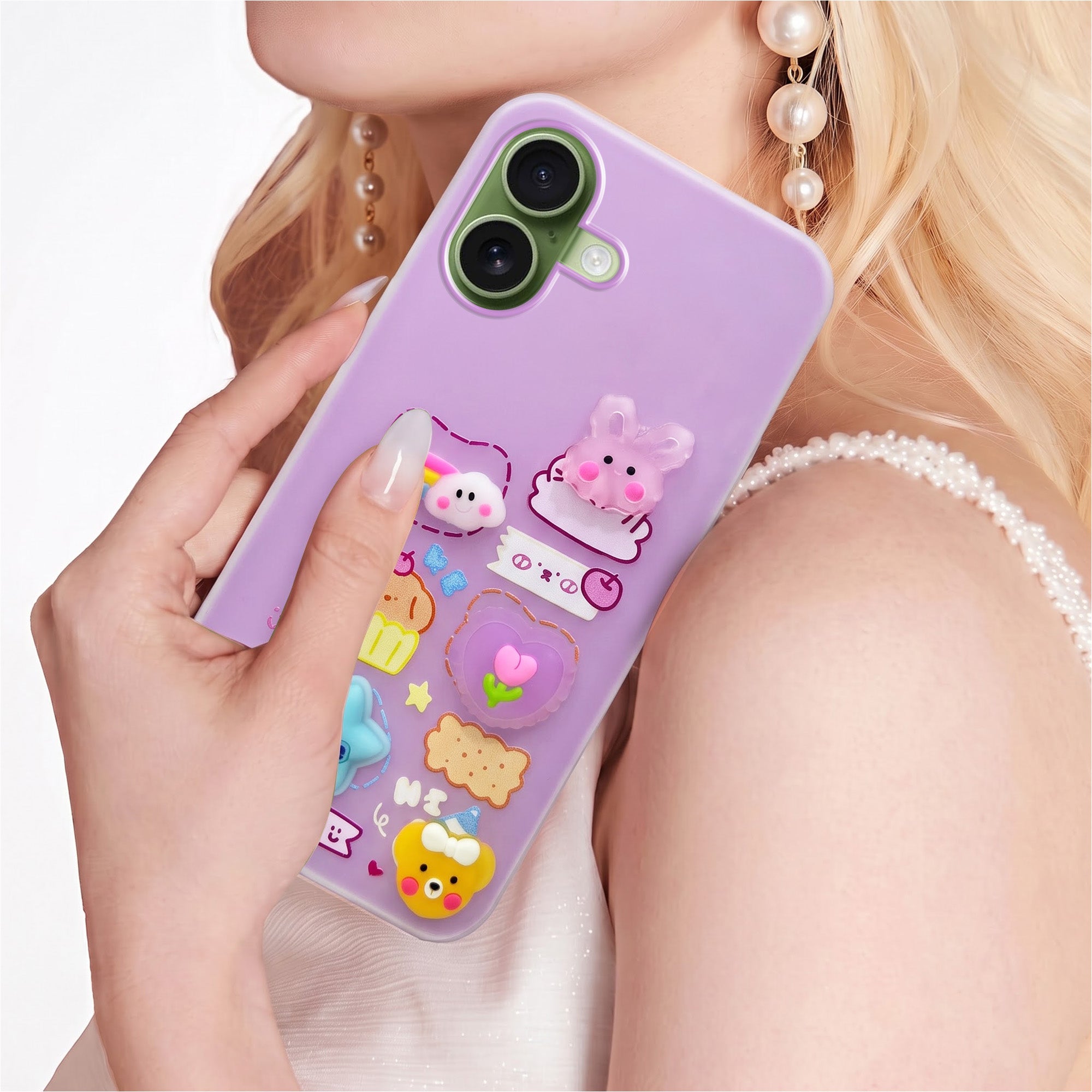 For Apple iPhone 17 Back Cover Case (3D Cute Cartoons | Hard Back Side Soft | Matte Premium Finish | HD Printing)