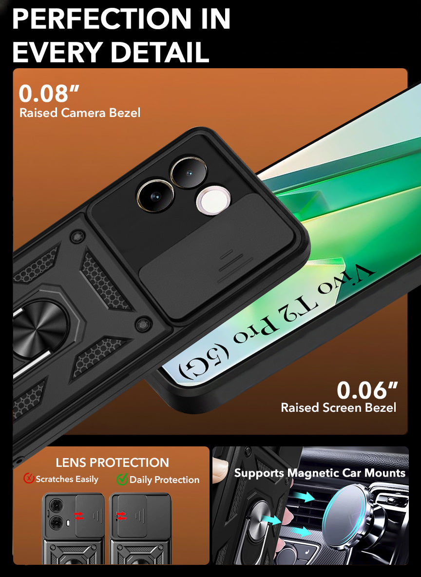 For Vivo T2 Pro Back Cover Case (Hybrid Dual Armor Polycarbonate)