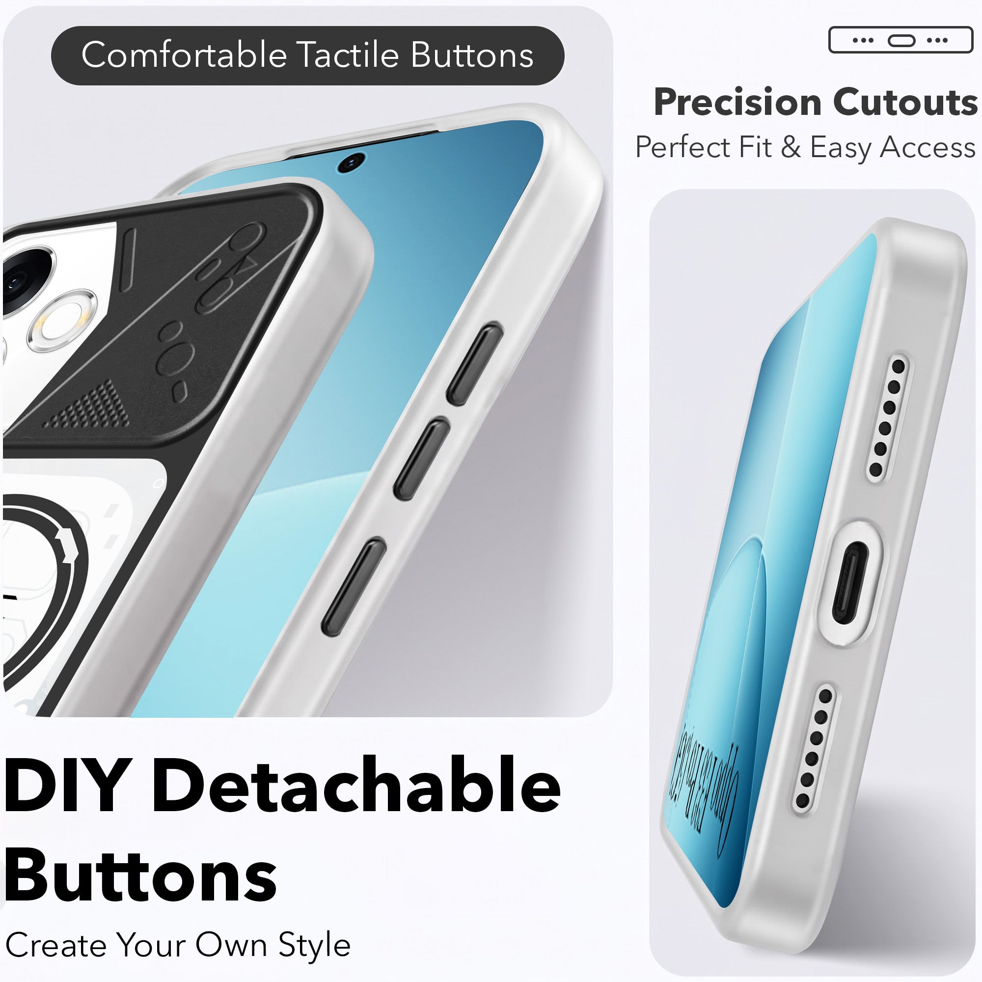 For Oppo F33 Pro 5G Metallic Back Cover Case (Metallic Camera Protection & Buttons | Translucent Milky Shade | Hard Polycarbonate)