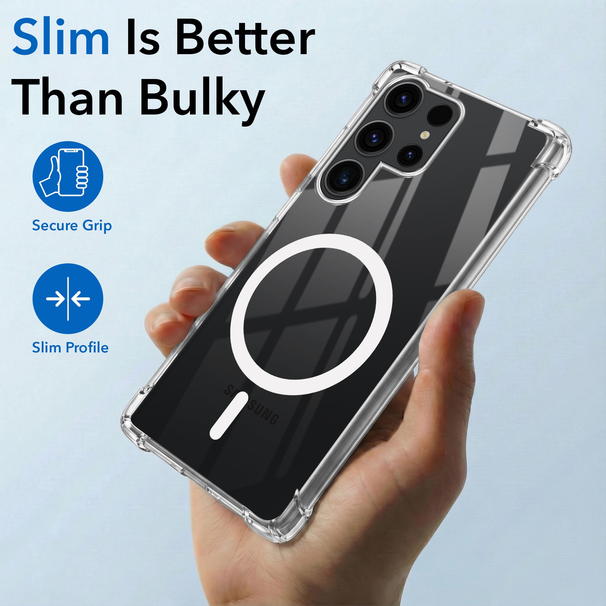 For Samsung Galaxy S23 Ultra Shockproof Crystal-Clear Back Cover (Magsafe Wireless Support | Drop & Camera Protection | Hard Polycarbonate)