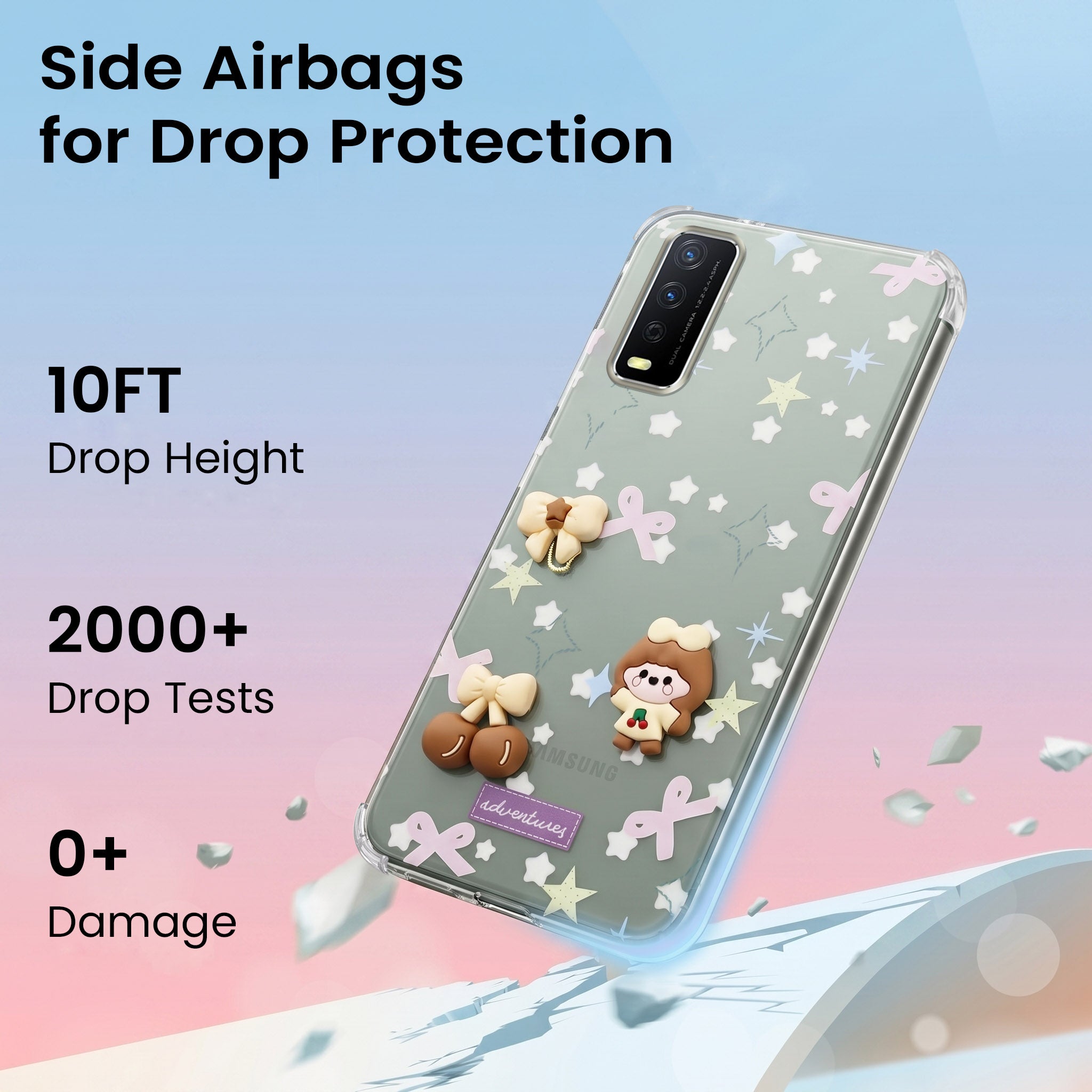 For Vivo Y12s | Y11s | Y12G Back Cover Case (3D Cute Cartoons | Hard Back Side Soft | Matte Premium Finish | HD Printing)