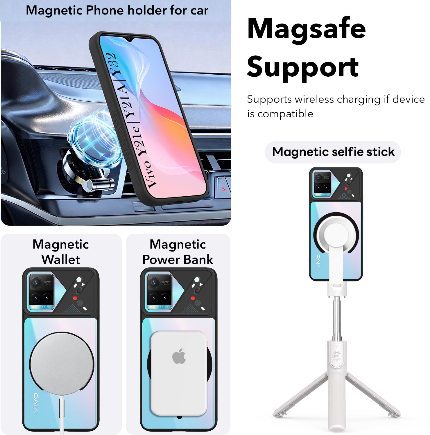 For Vivo Y21e | Vivo Y21A | Vivo Y32 Back Cover Case Lifetime Anti-Yellow Clear (Camera Protection | Side Grip | Wireless MagSafe Compatible)