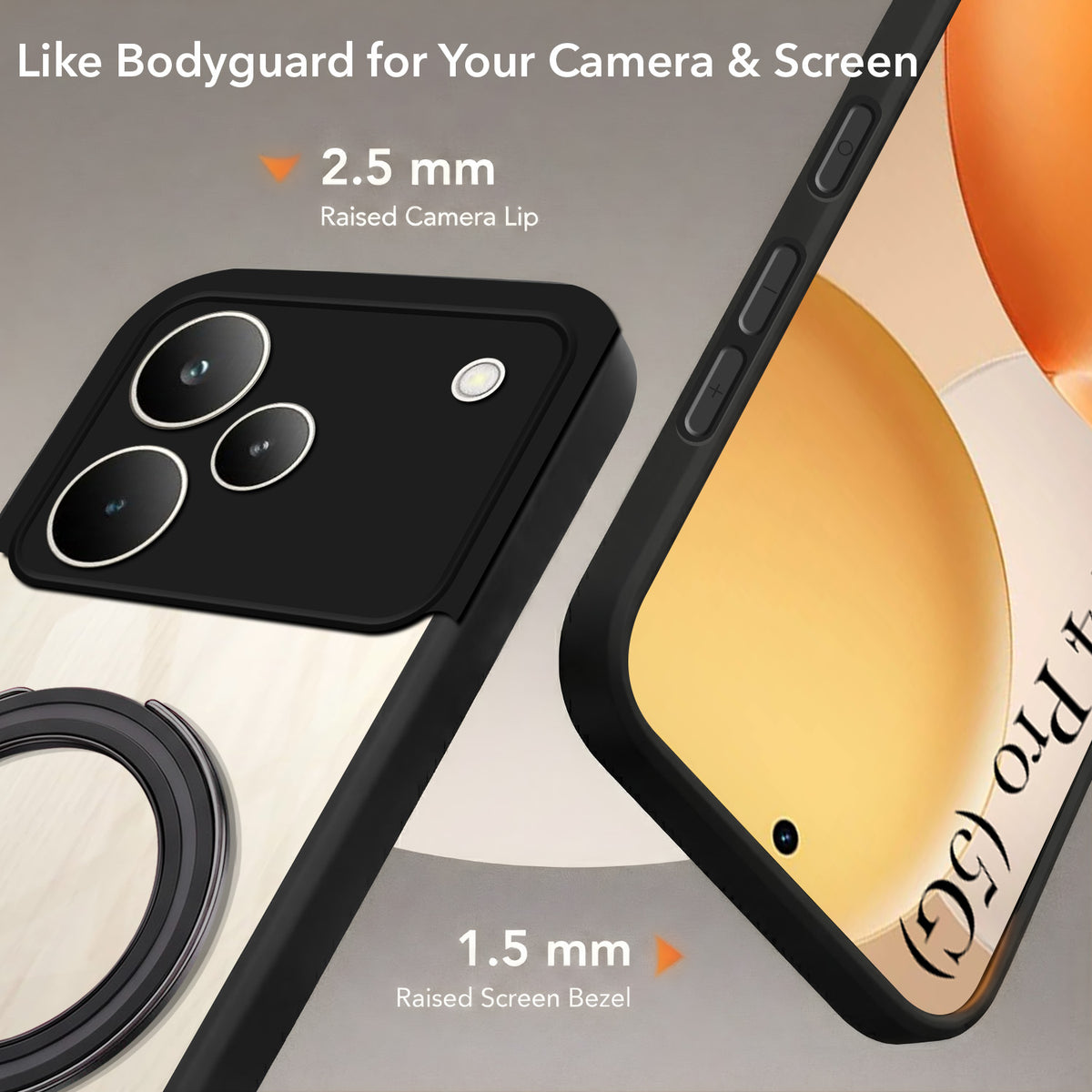 For Realme P4 Pro Back Cover Case (Kick Stand Ring Holder | Life time Anti Yellow | Camera Protection)
