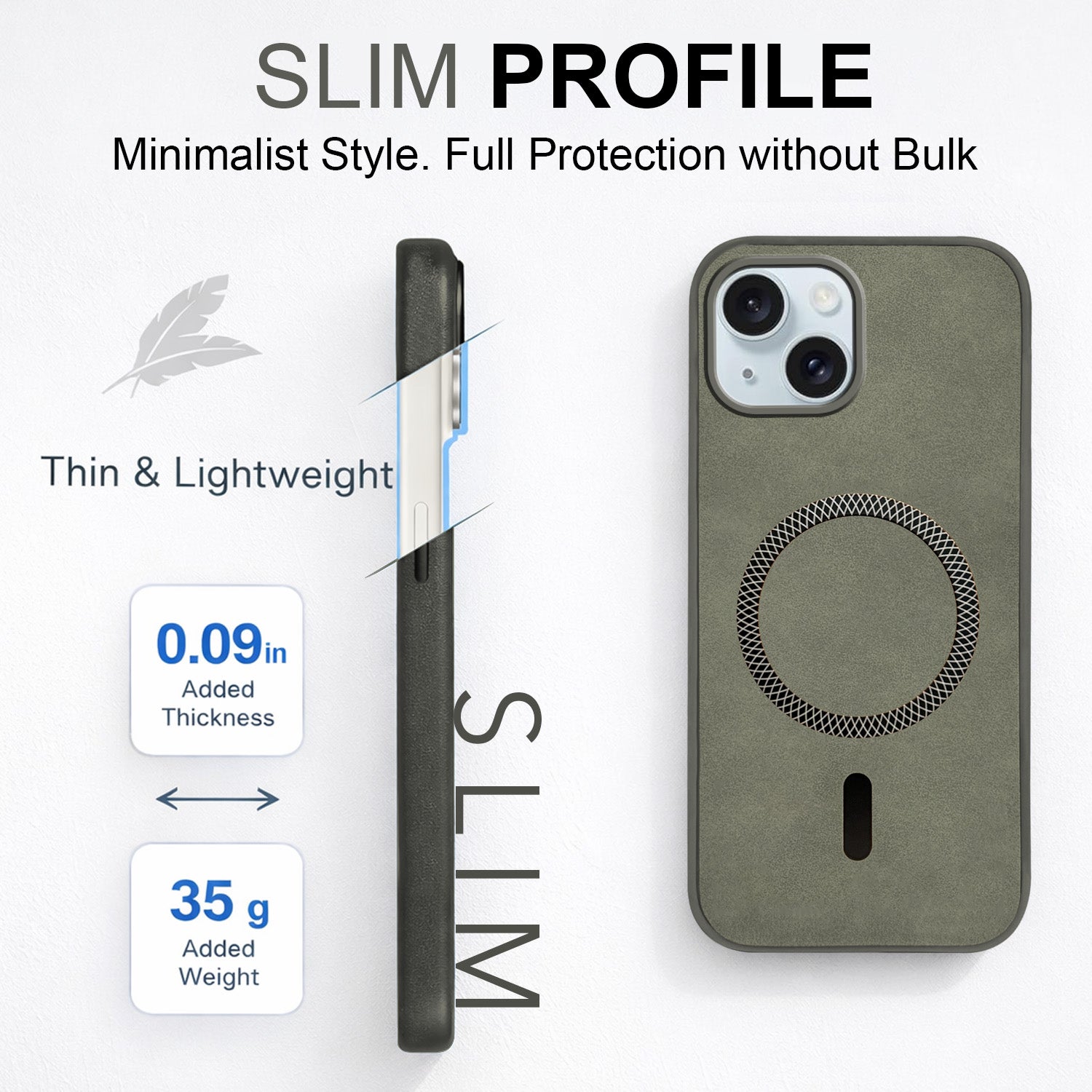 For Apple iPhone 13 Back Cover Case (Sleek Leather Finish | MagSafe Compatible Wireless Charging | Camera Bump Protection)