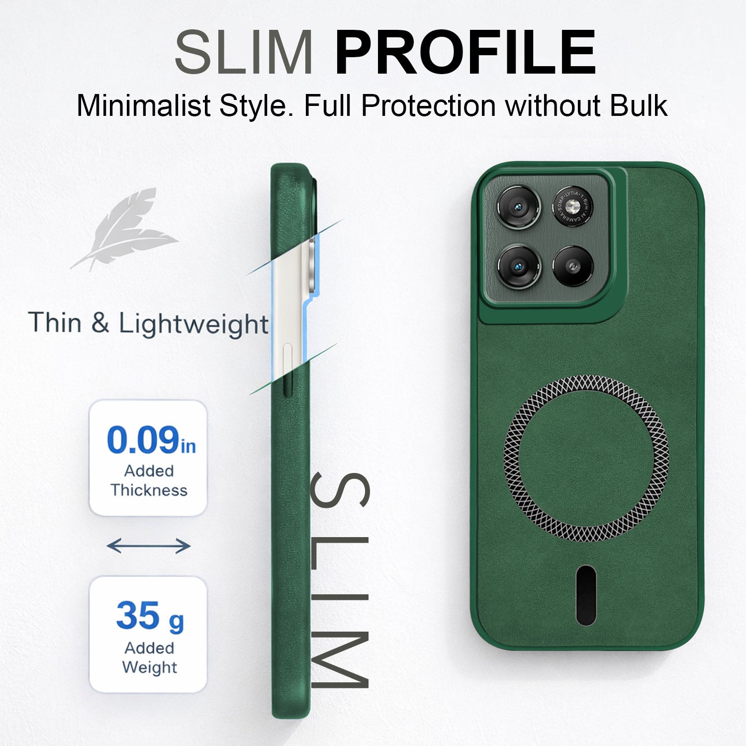 For Motorola Moto G67 Power | G57 Power Back Cover Case Leather Finish (MagSafe Compatible Wireless Charging | Soft Touch | Camera Bump Protection)