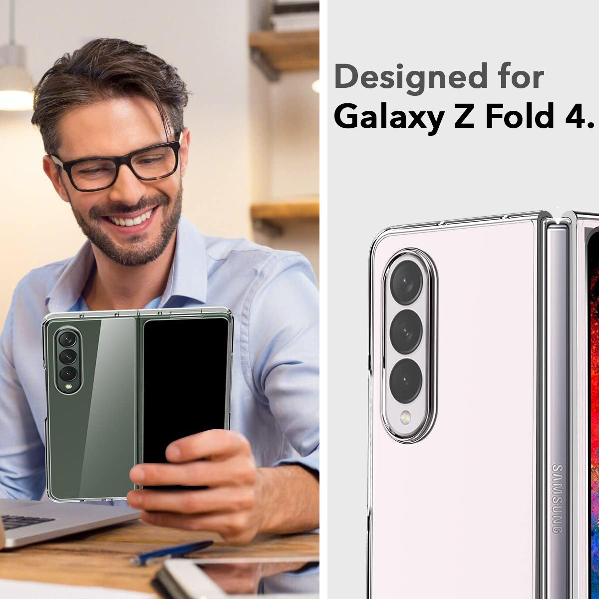 For Samsung Galaxy Z Fold 4 5G Back Cover Case (Hard Anti Yellow Clear Case | Sleek Hard Crystal Clear | Drop & Camera Protection | Shockproof