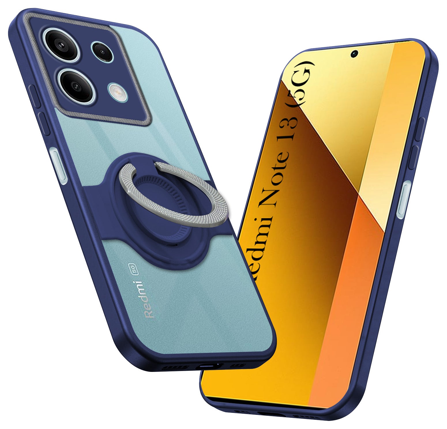 For Xiaomi Redmi Note 13 5G Back Cover Case with stand (Built-in Ring Holder Kickstand | Lifetime Anti Yellow | Camera Protection)