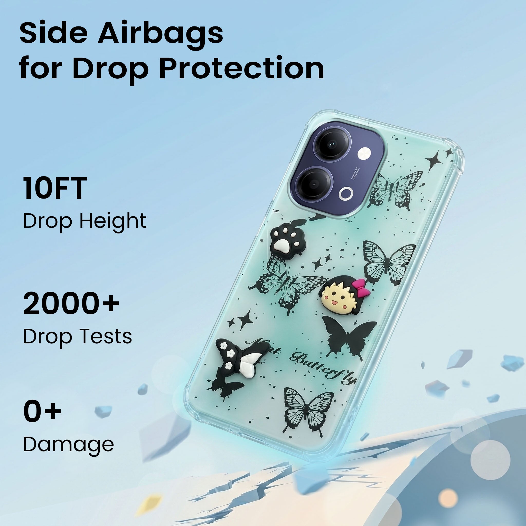 For Vivo Y11 | Vivo Y21 5G Back Cover Case (3D Cute Cartoons | Hard Back Side Soft | Matte Premium Finish | HD Printing)
