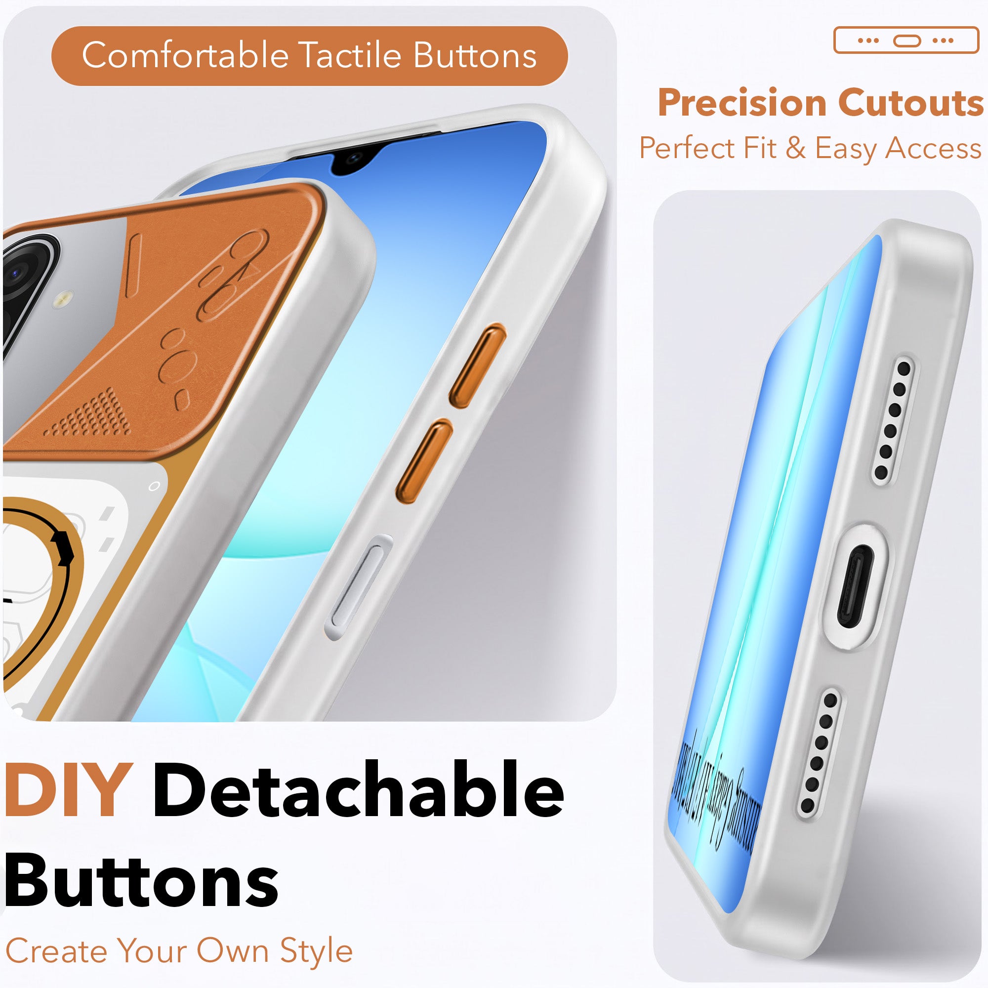 For Samsung Galaxy A17 | Samsung F17 | Samsung M17 5G Metallic Back Cover Case (Metallic Camera Protection & Buttons | Translucent Milky Shade | Hard Polycarbonate)