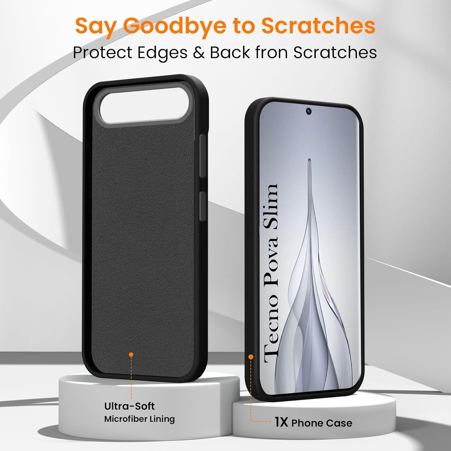 For Tecno Pova Slim Back Cover Case (Textured Grip Design | Micro-Fiber Cloth Inside | Slim and Light Weight | Soft Touch and Feel)