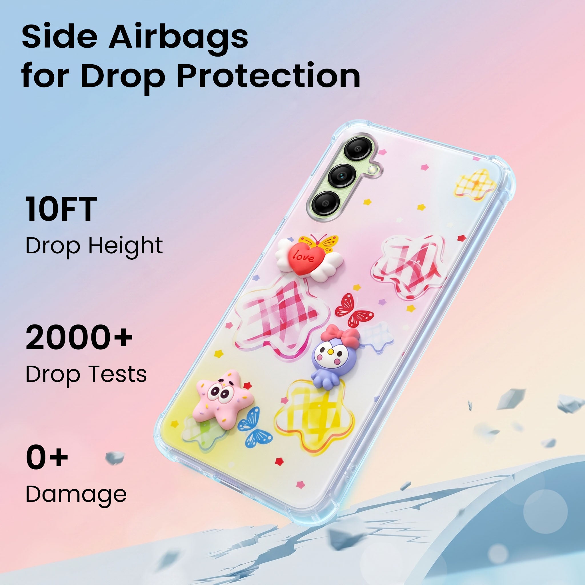 For Samsung Galaxy A14 4G | 5G Back Cover Case (3D Cute Cartoons | Hard Back Side Soft | Matte Premium Finish | HD Printing)