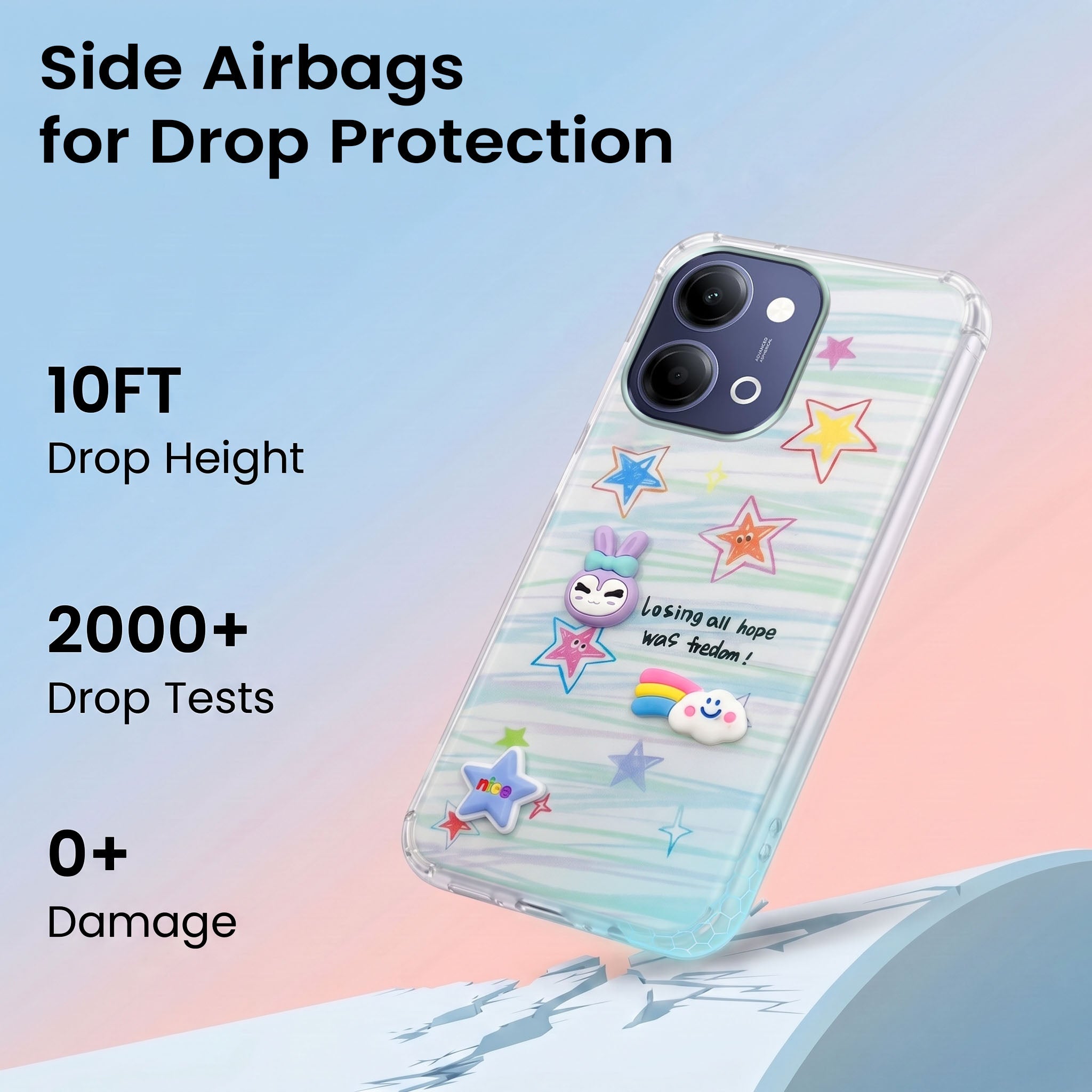 For Vivo Y11 | Vivo Y21 5G Back Cover Case (3D Cute Cartoons | Hard Back Side Soft | Matte Premium Finish | HD Printing)