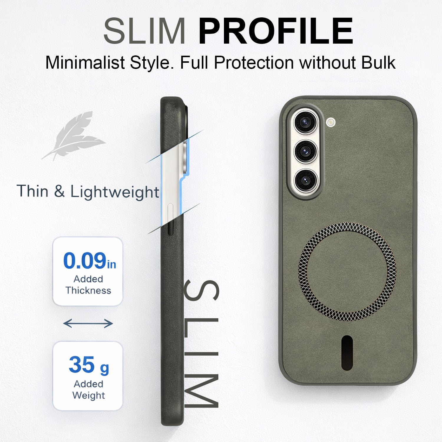 For Samsung Galaxy S23 Plus 5G Back Cover Case Leather Finish (MagSafe Compatible Wireless Charging | Soft Touch | Camera Bump Protection)
