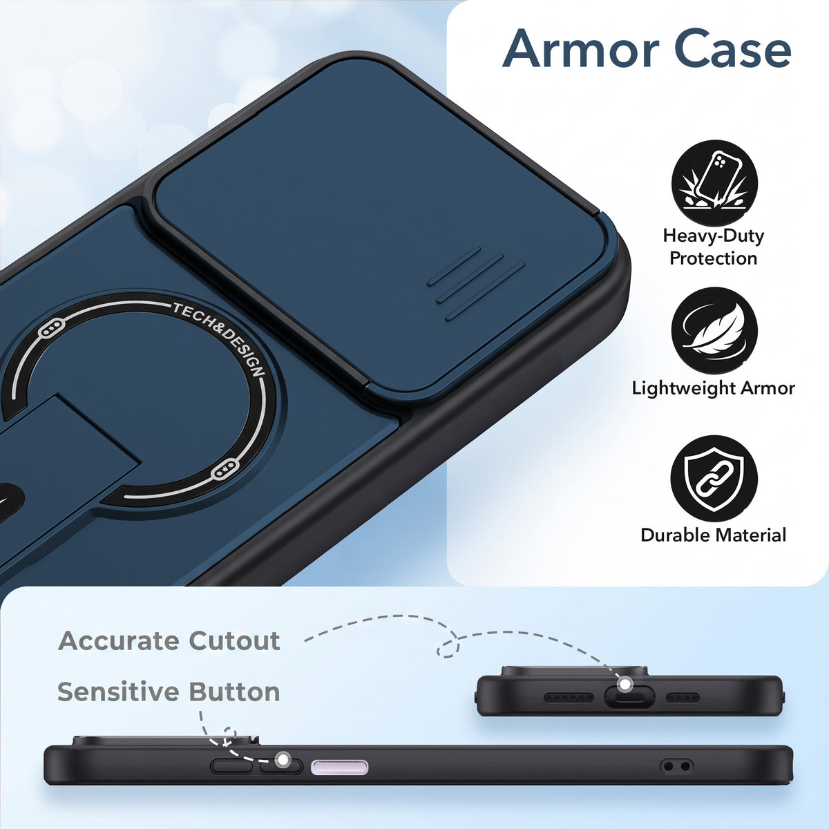 For Vivo T4x | Vivo Y31 Pro Back Case Cover Metallic (Hybrid Armor Kickstand | Sliding Shutter Camera Protection | MagSafe Compatible)