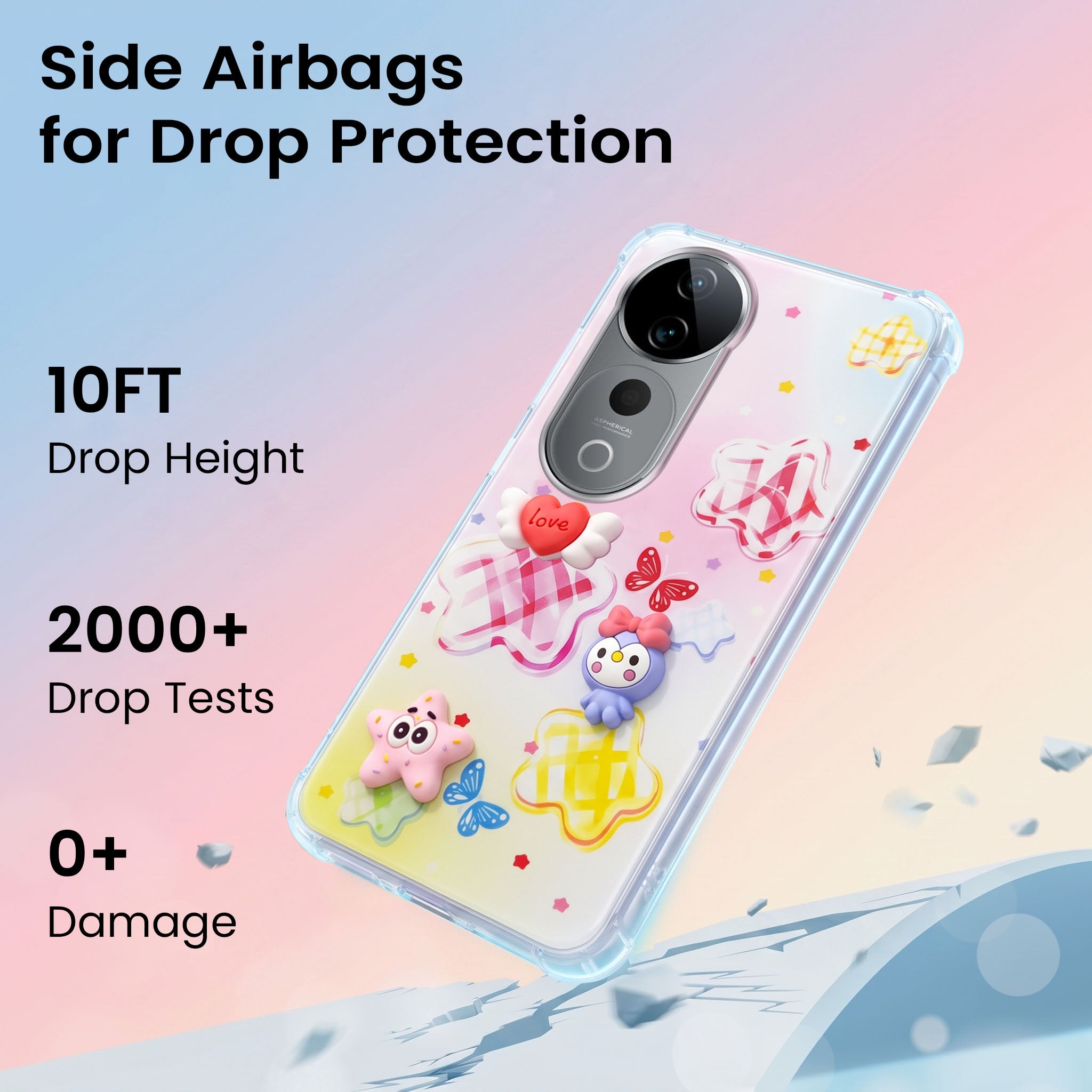 For Vivo T3 Ultra Back Cover Case (3D Cute Cartoons | Hard Back Side Soft | Matte Premium Finish | HD Printing)