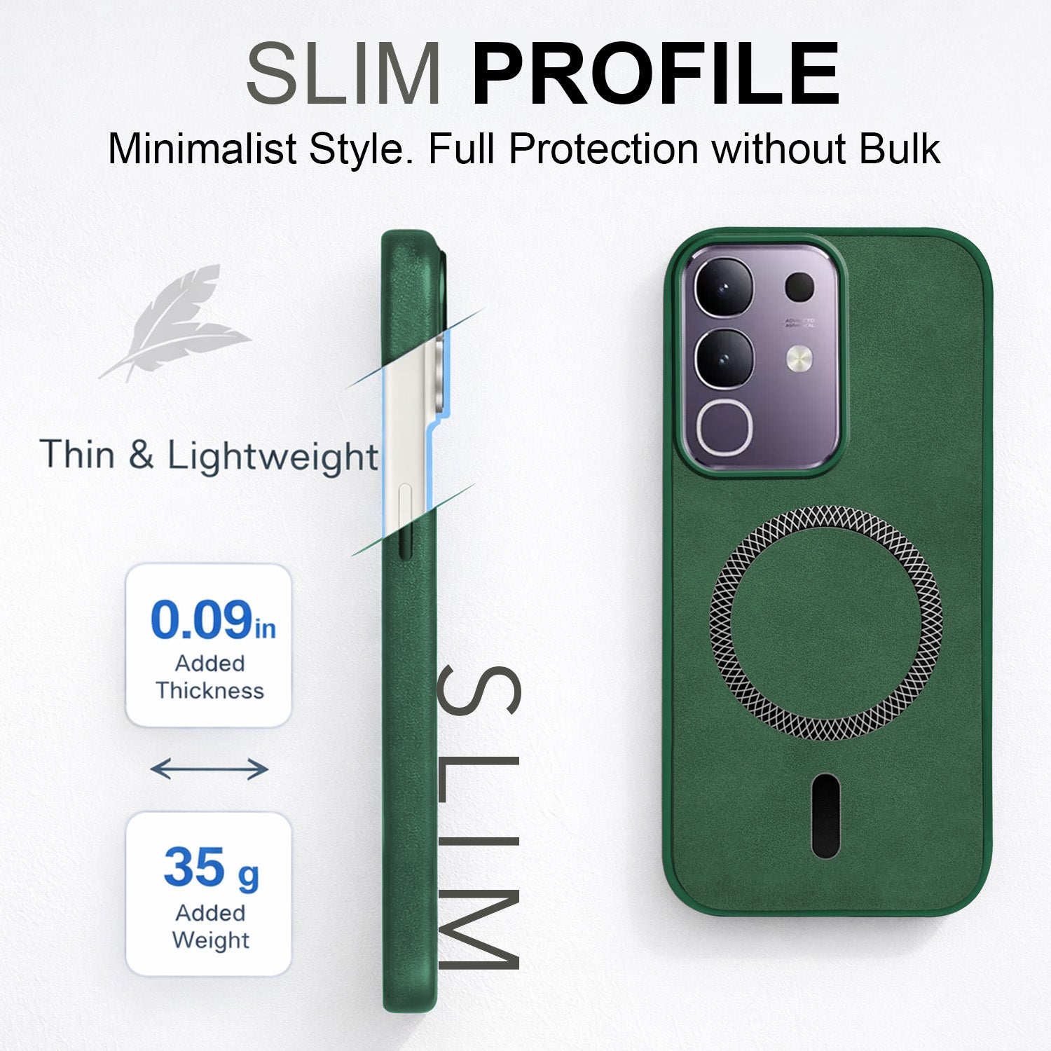For Vivo T4x | Vivo Y31 Pro Back Cover Case Leather Finish (MagSafe Compatible Wireless Charging | Soft Touch | Camera Bump Protection)