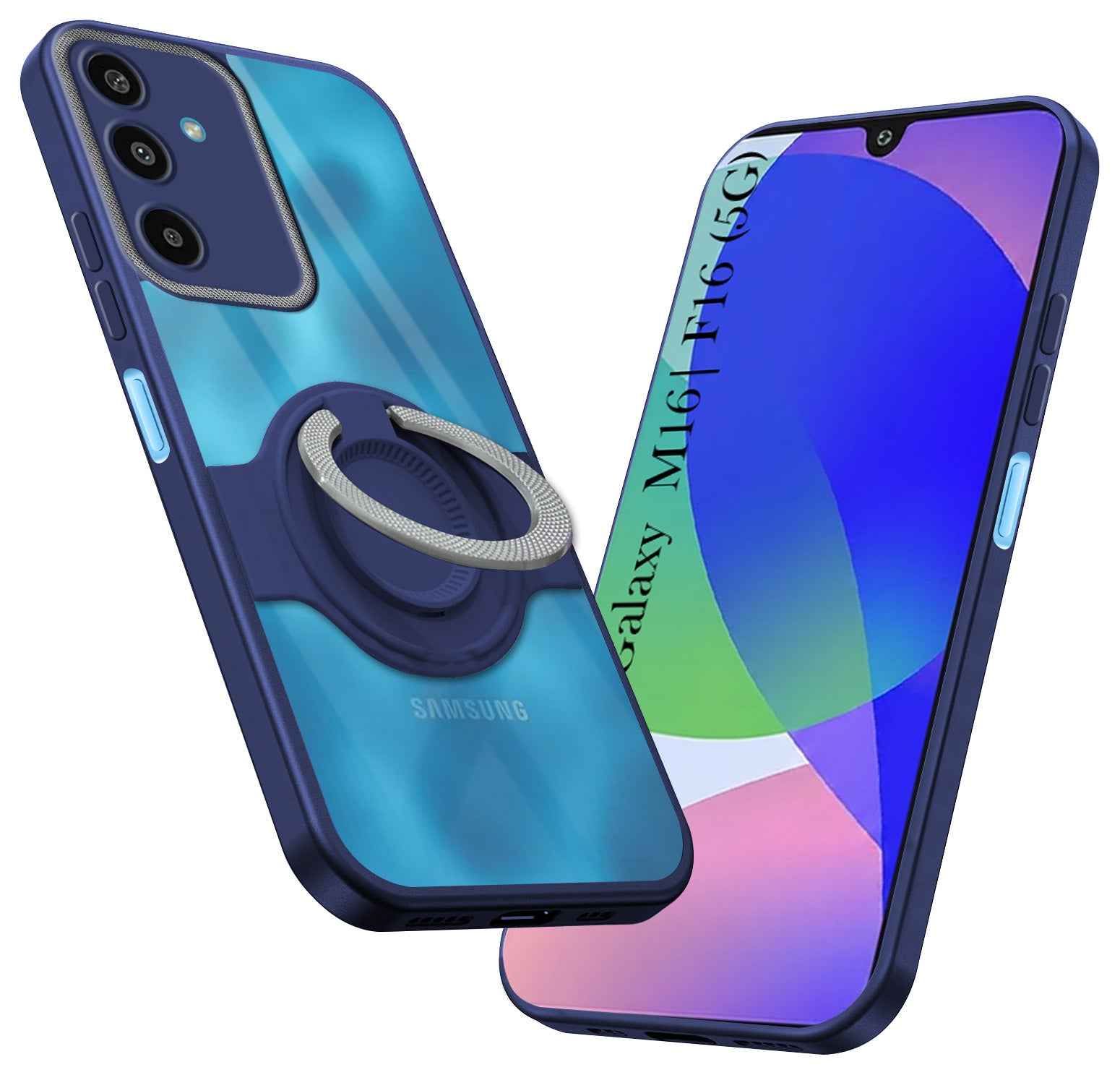 For Samsung Galaxy M16 5G | Samsung Galaxy F16 5G Back Cover Case with stand (Built-in Ring Holder Kickstand | Lifetime Anti Yellow | Camera Protection)