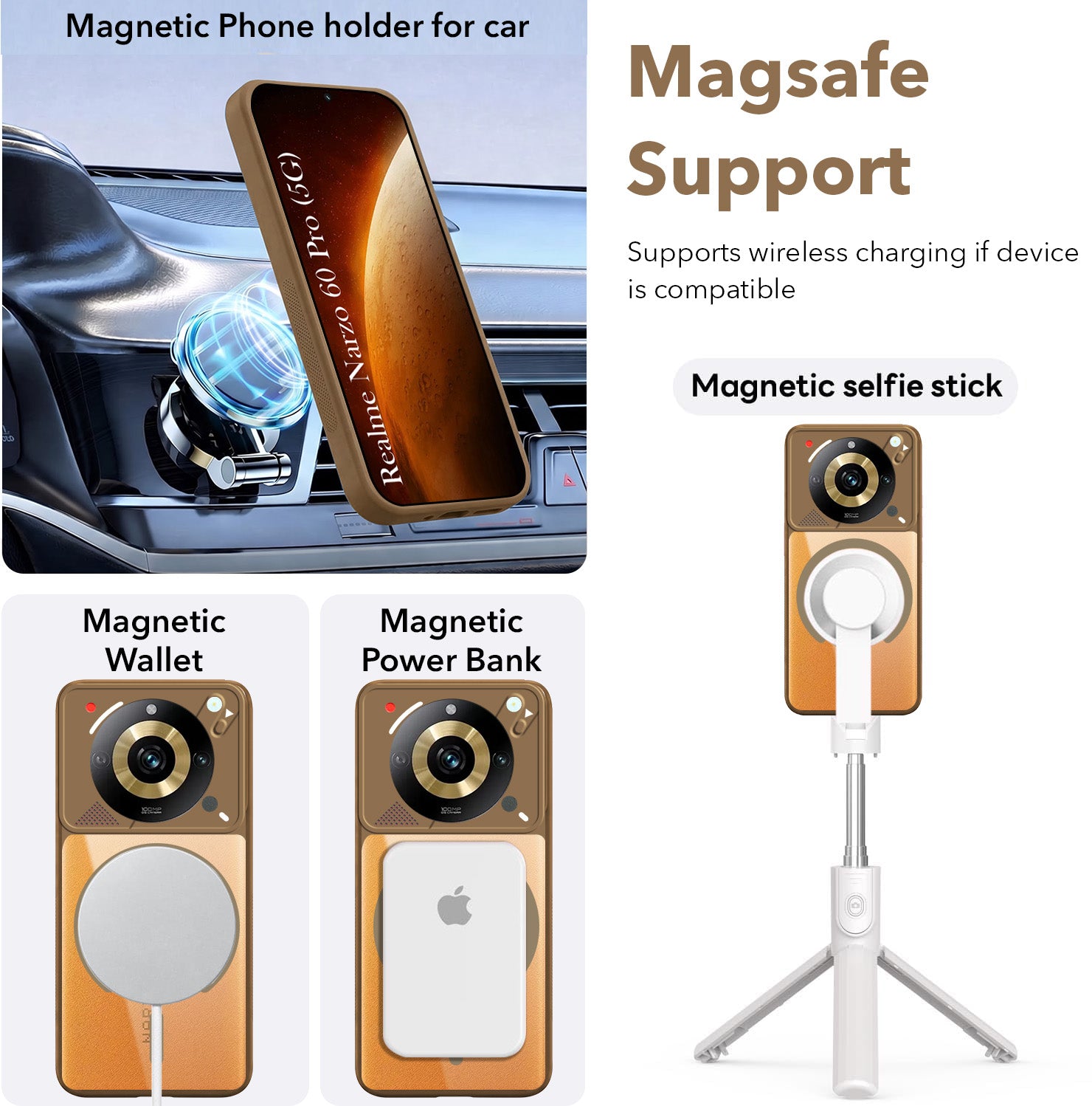 For Realme Narzo 60 Pro Back Cover Case Lifetime Anti-Yellow Clear (Camera Protection | Side Grip | Wireless MagSafe Compatible)
