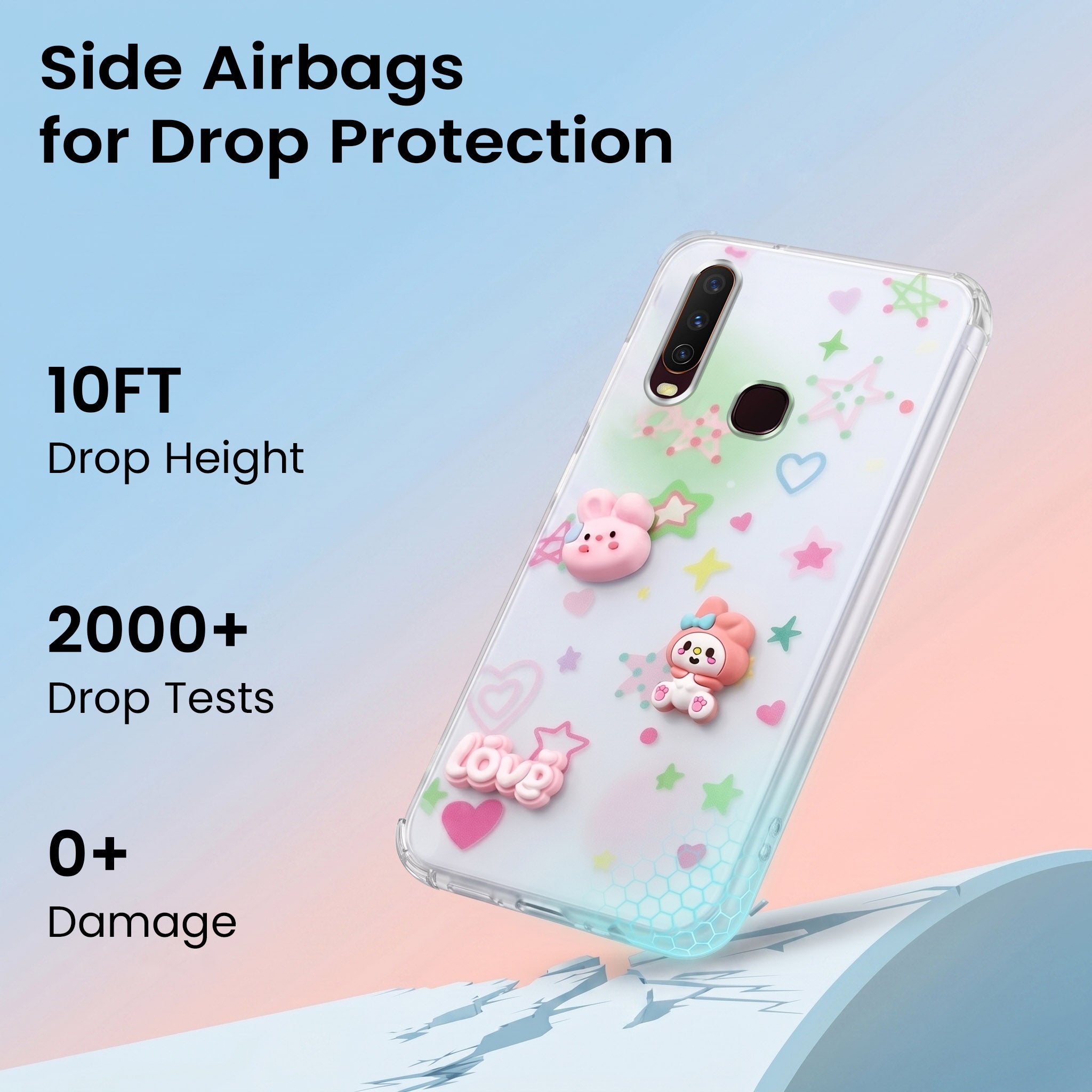For Vivo Y12 | Y15 | Y17 Back Cover Case (3D Cute Cartoons | Hard Back Side Soft | Matte Premium Finish | HD Printing)