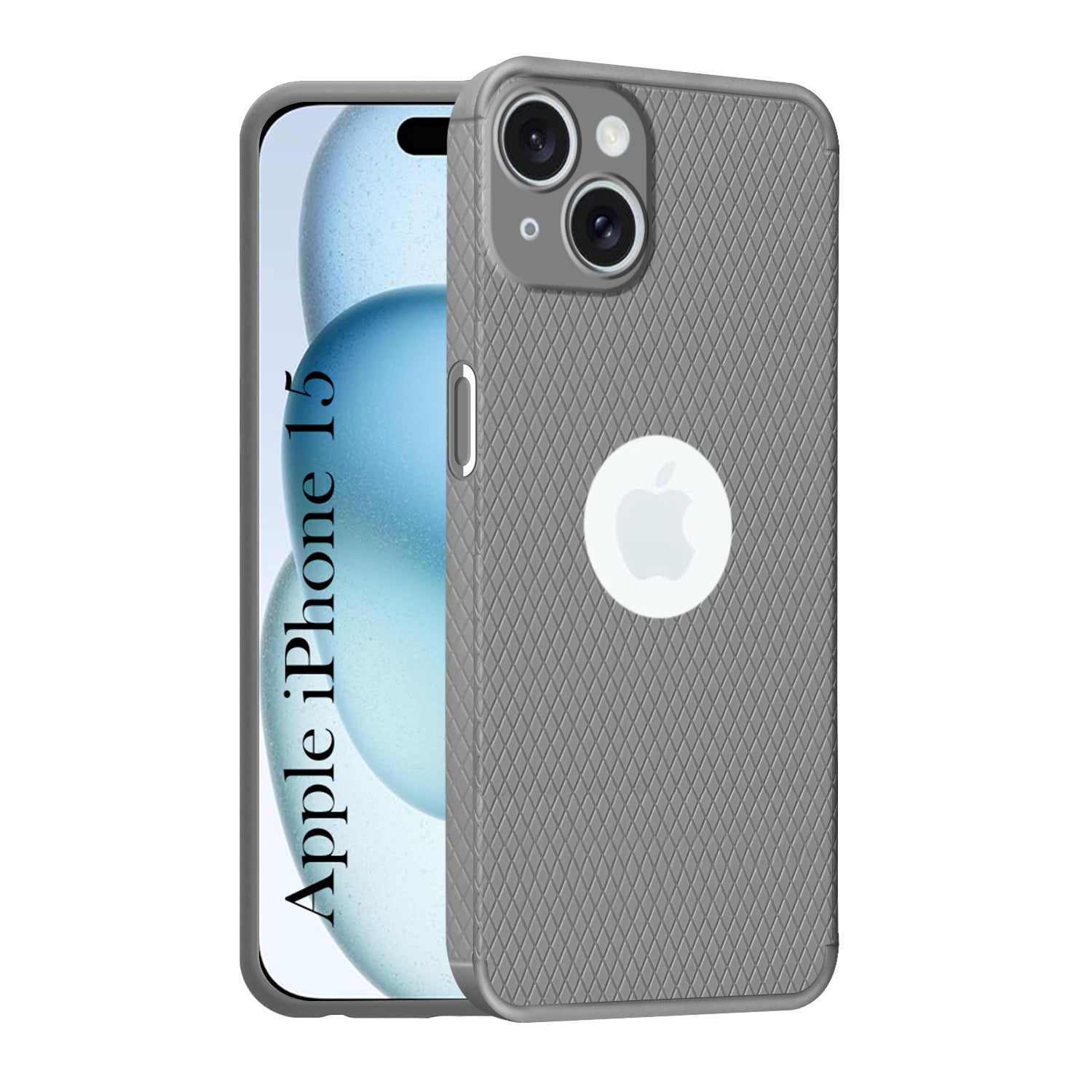 For Apple iPhone 15 Back Cover Case (Liquid Silicone | Side Grip | Camera Protection)