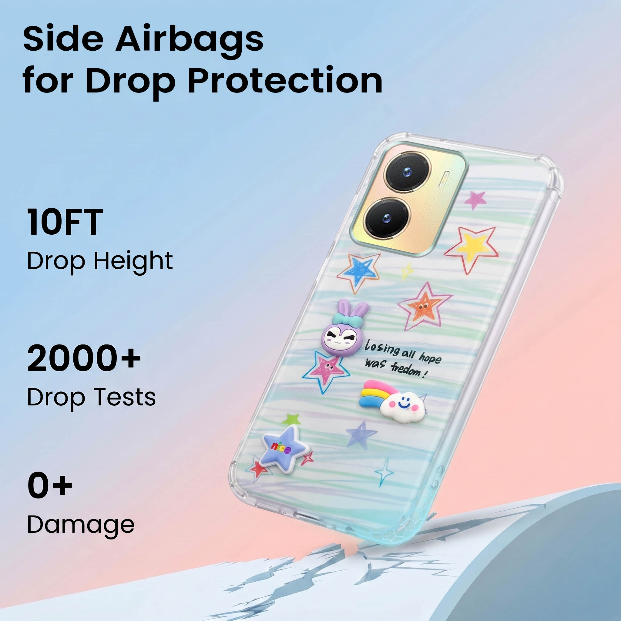 For Vivo T2x Back Cover Case (3D Cute Cartoons | Hard Back Side Soft | Matte Premium Finish | HD Printing)