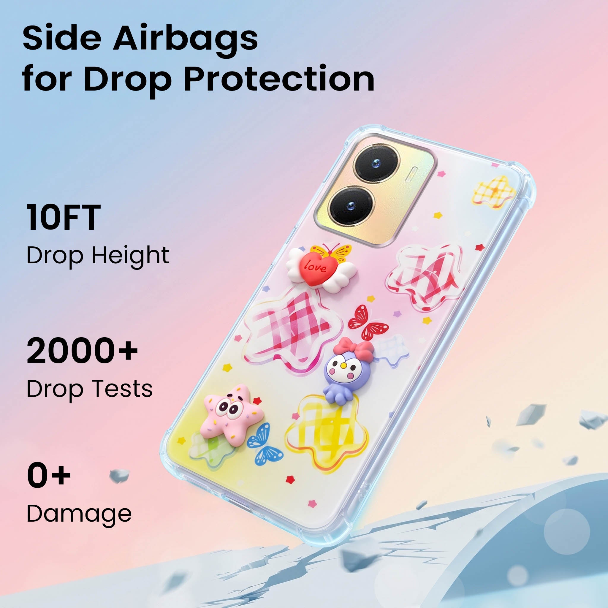 For Vivo T2x Back Cover Case (3D Cute Cartoons | Hard Back Side Soft | Matte Premium Finish | HD Printing)