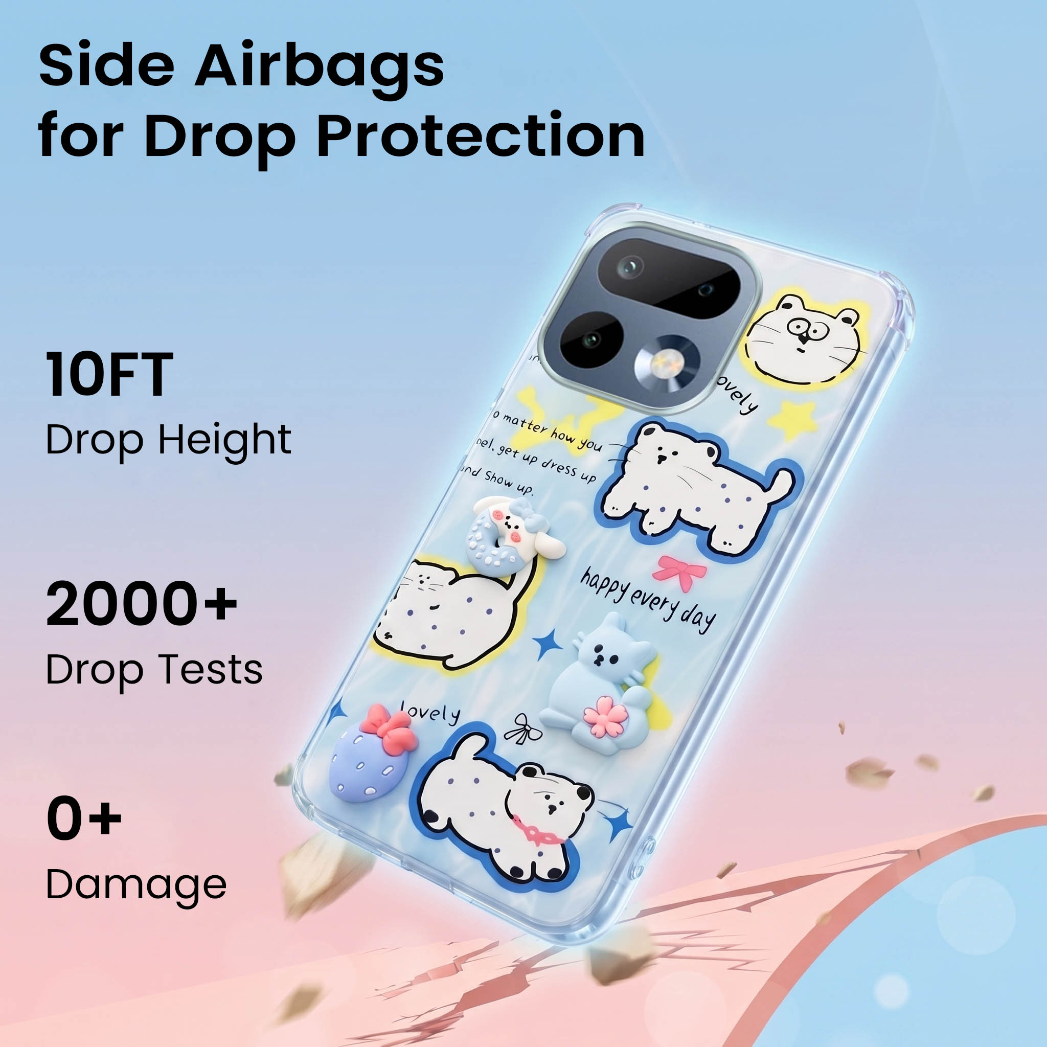 For Realme 16 Pro Back Cover Case (3D Cute Cartoons | Hard Back Side Soft | Matte Premium Finish | HD Printing)