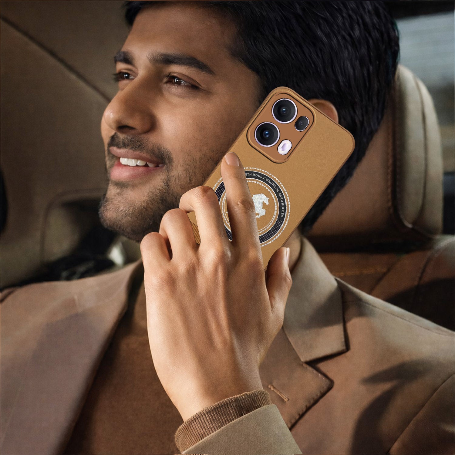 For Oppo Reno13 Pro 5G | Oppo Reno 13 Pro 5G Back Cover Case PU Leather Finish (Professional Minimalist Texture | MagSafe Compatile | Camera Protection | Sleek Sober Formal)