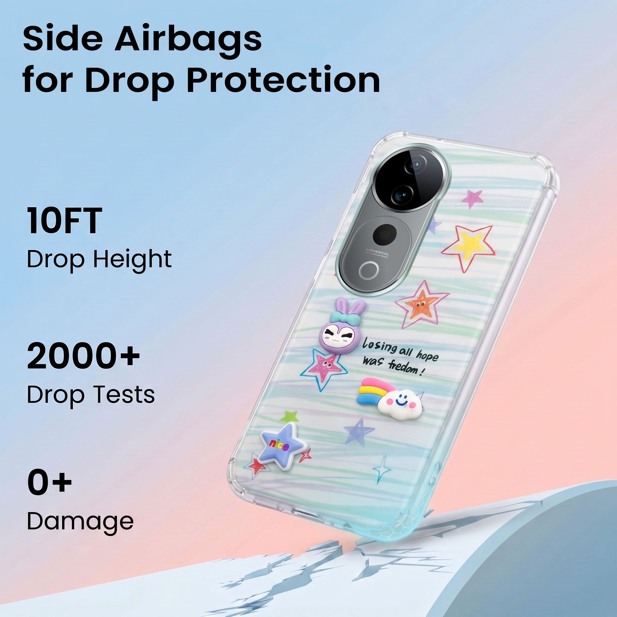 For Vivo T3 Ultra Back Cover Case (3D Cute Cartoons | Hard Back Side Soft | Matte Premium Finish | HD Printing)
