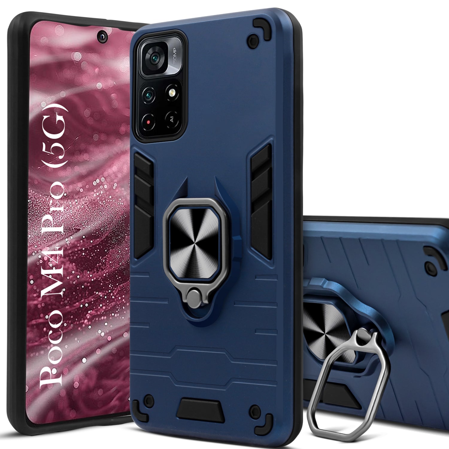 For Poco M4 Pro 5G Back Cover Case (Shockproof Polycarbonate Dual Layer Hybrid Armor)