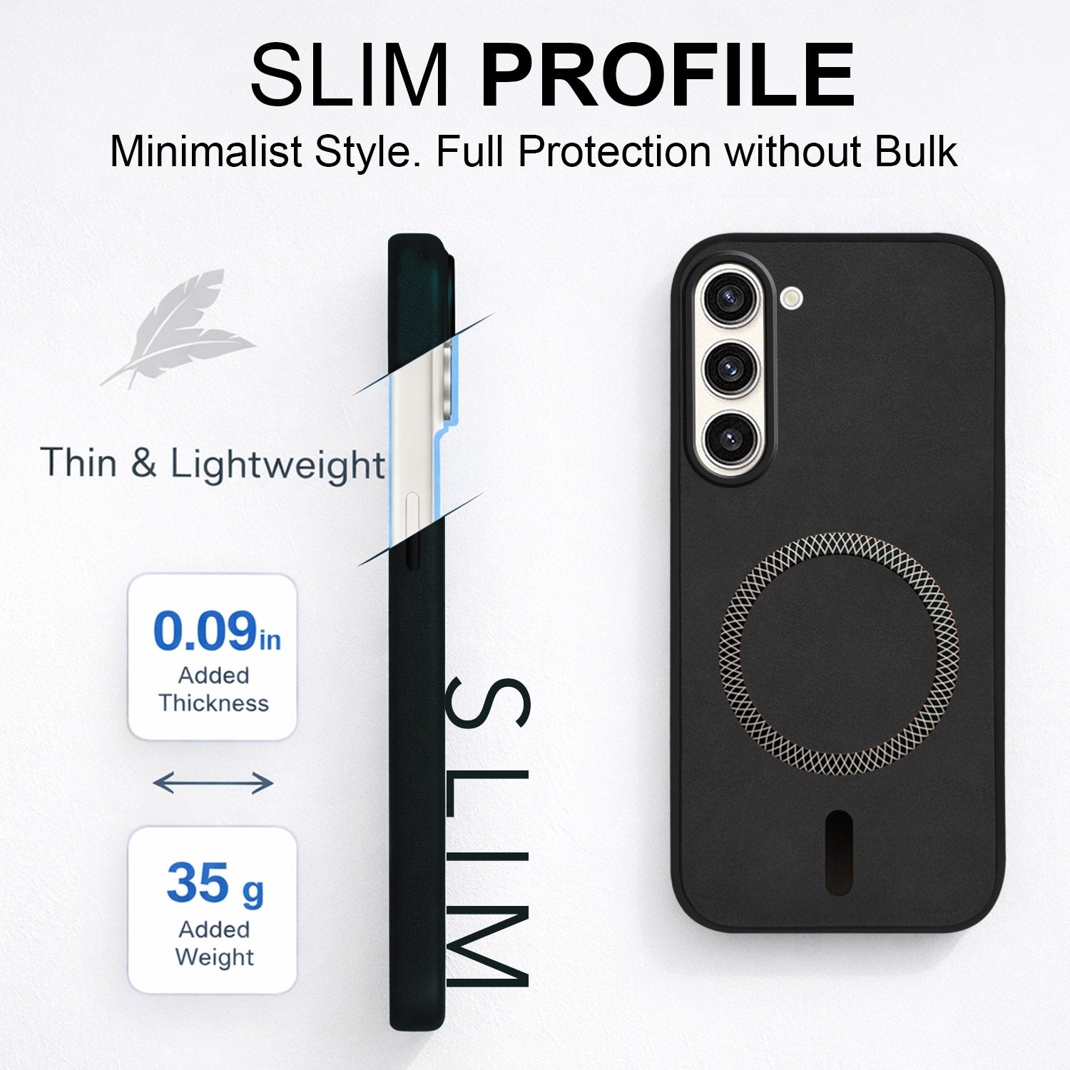 For Samsung Galaxy S23 Plus 5G Back Cover Case Leather Finish (MagSafe Compatible Wireless Charging | Soft Touch | Camera Bump Protection)