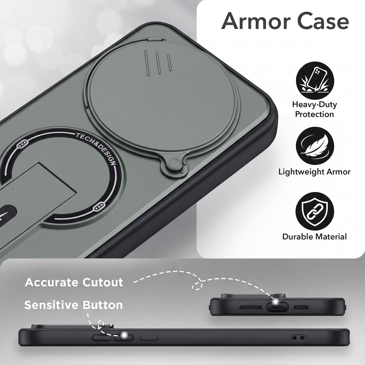 For Oppo F31 Pro Back Case Cover Metallic (Hybrid Armor Kickstand | Sliding Shutter Camera Protection | MagSafe Compatible)