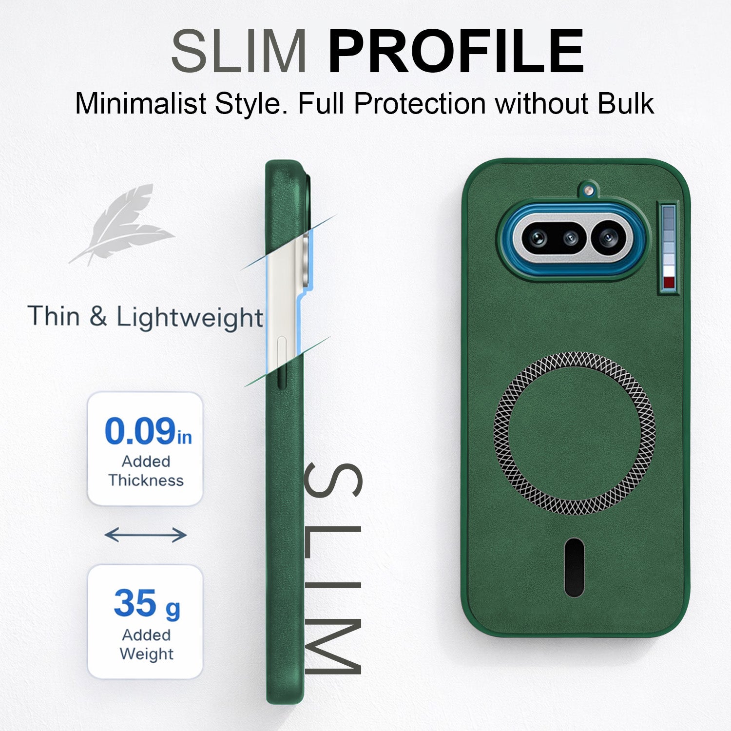 For Nothing Phone 4A 5G Back Cover Case Leather Finish (MagSafe Compatible Wireless Charging | Soft Touch | Camera Bump Protection)