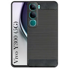 For Vivo Y300 Back Cover Case ( Hybrid Armor Case | Carbon Fiber Shockproof | Soft and Flexible | Black )