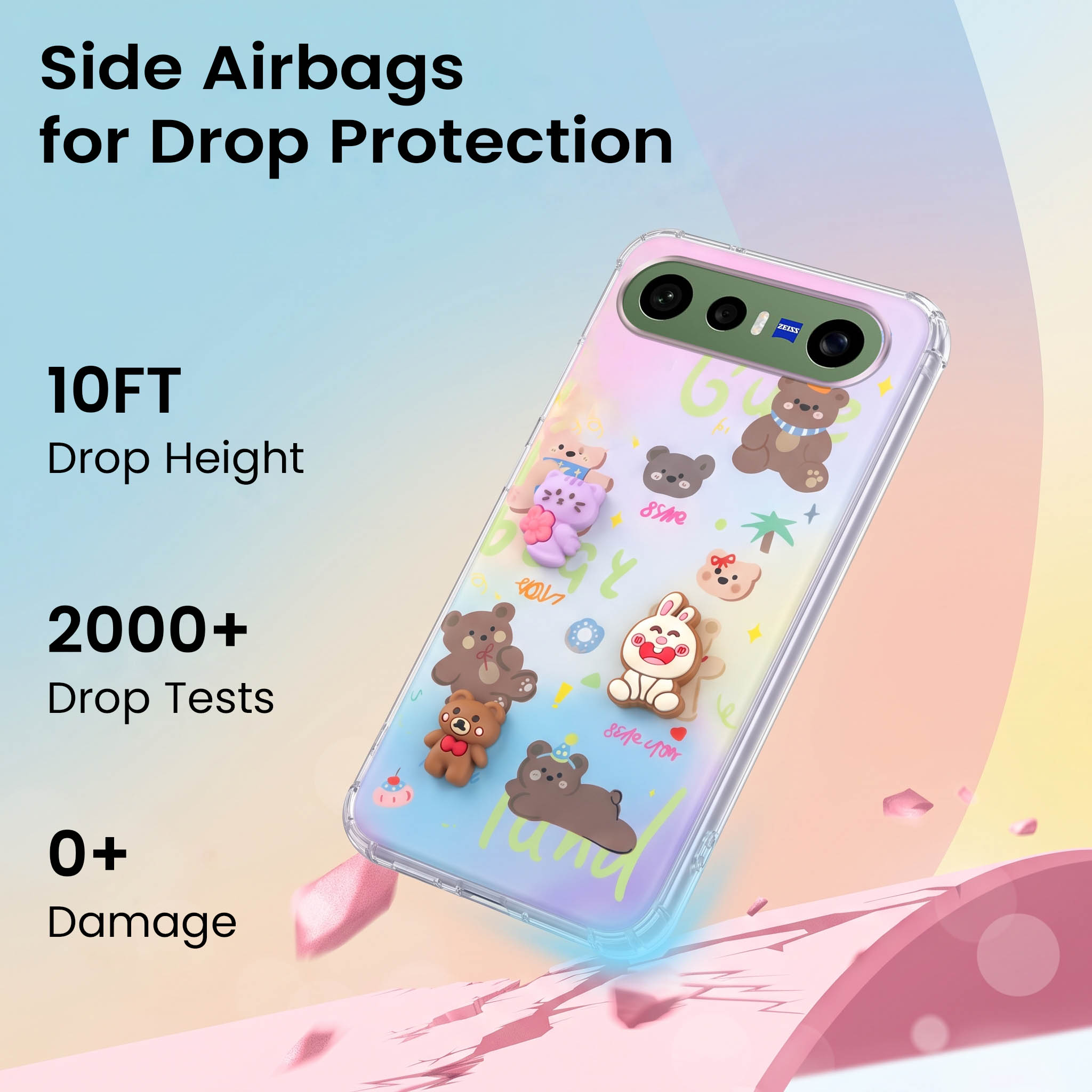 For Vivo X300 FE Back Cover Case (3D Cute Cartoons | Hard Back Side Soft | Matte Premium Finish | HD Printing)