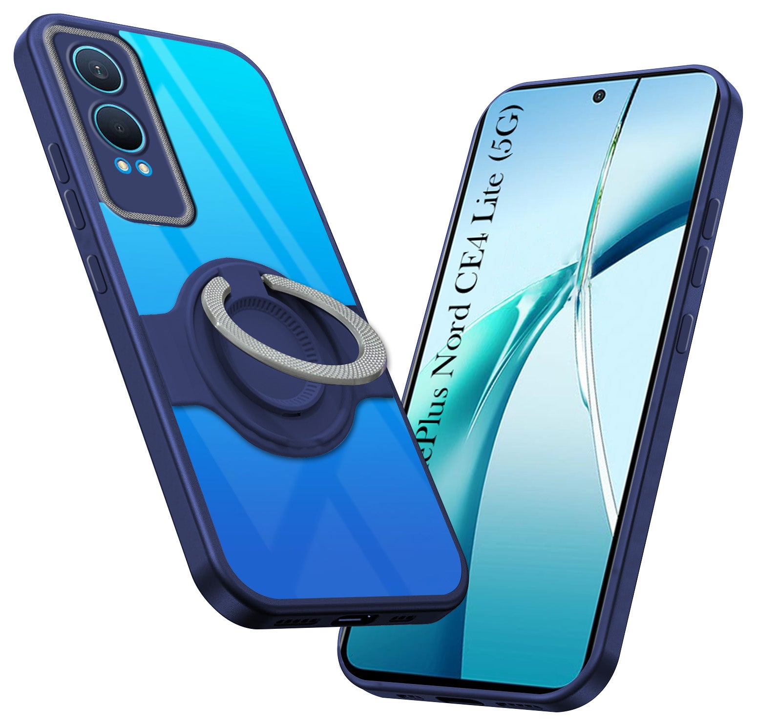 For OnePlus Nord CE 4 Lite Back Cover Case with stand (Built-in Ring Holder Kickstand | Lifetime Anti Yellow | Camera Protection)