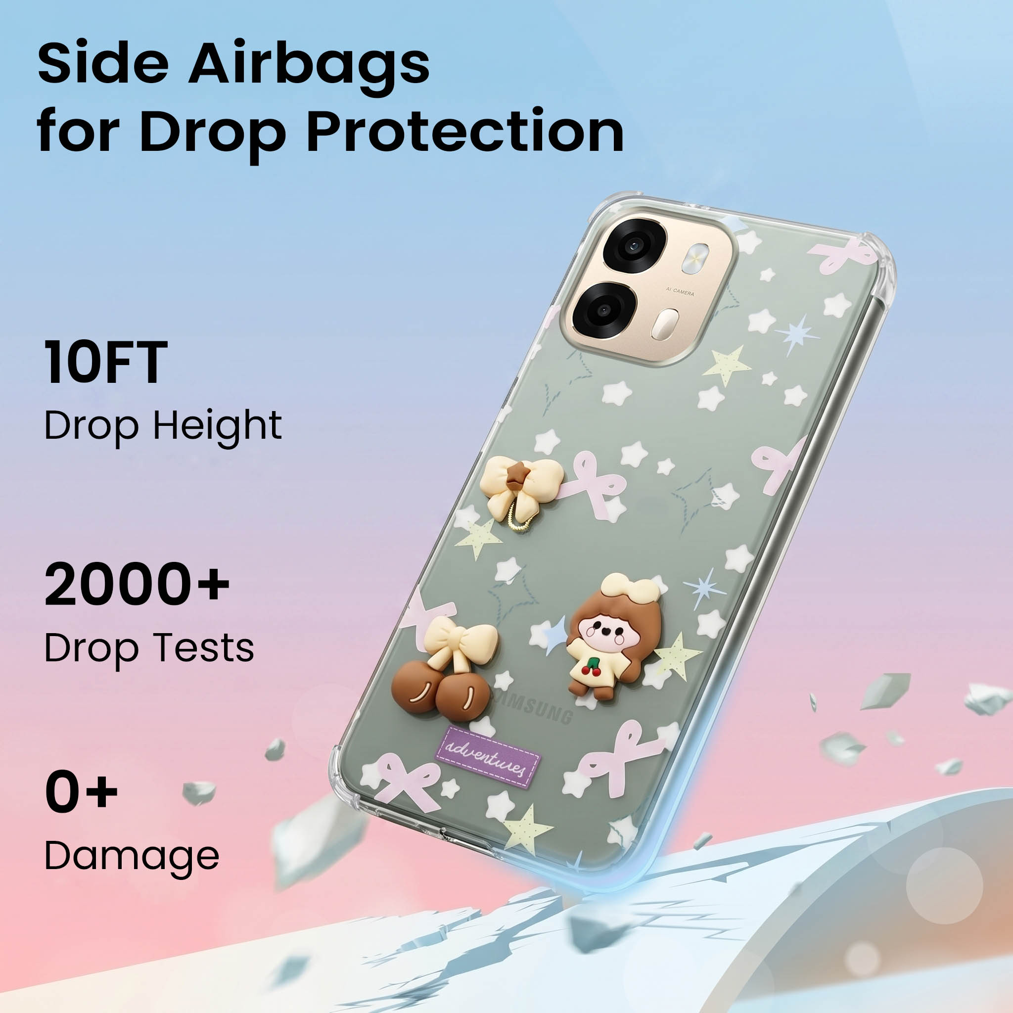 For Oppo A6 Pro Back Cover Case (3D Cute Cartoons | Hard Back Side Soft | Matte Premium Finish | HD Printing)